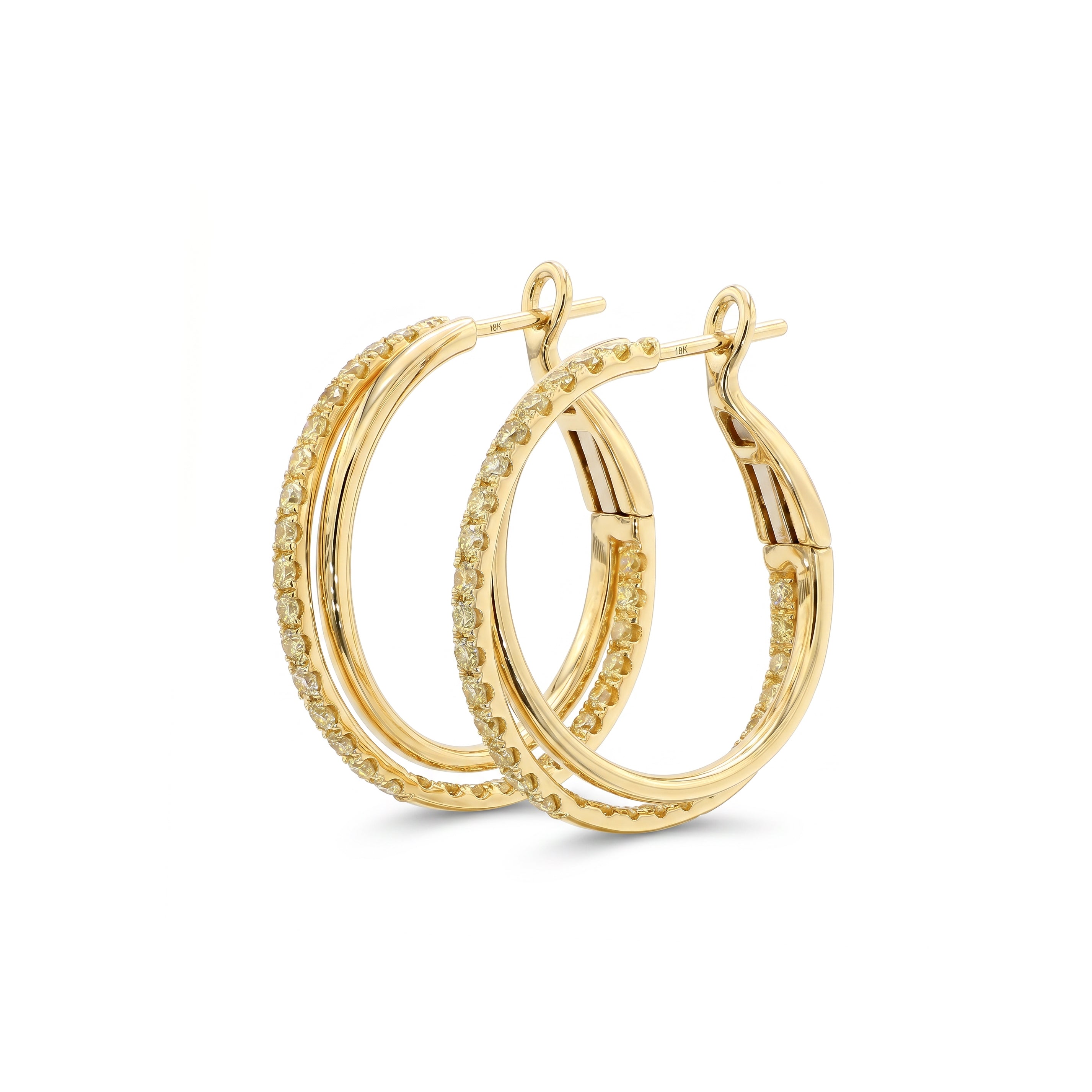 Natural Yellow Diamond Crossover Earrings