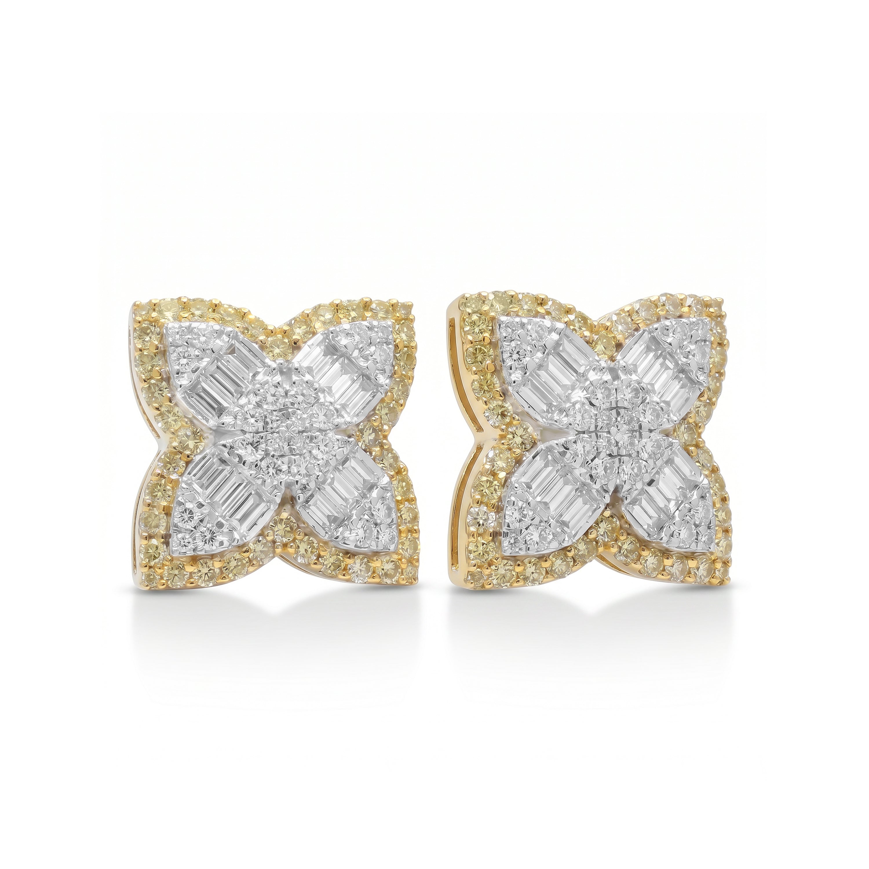 Natural Baguette Diamond Clover Earrings