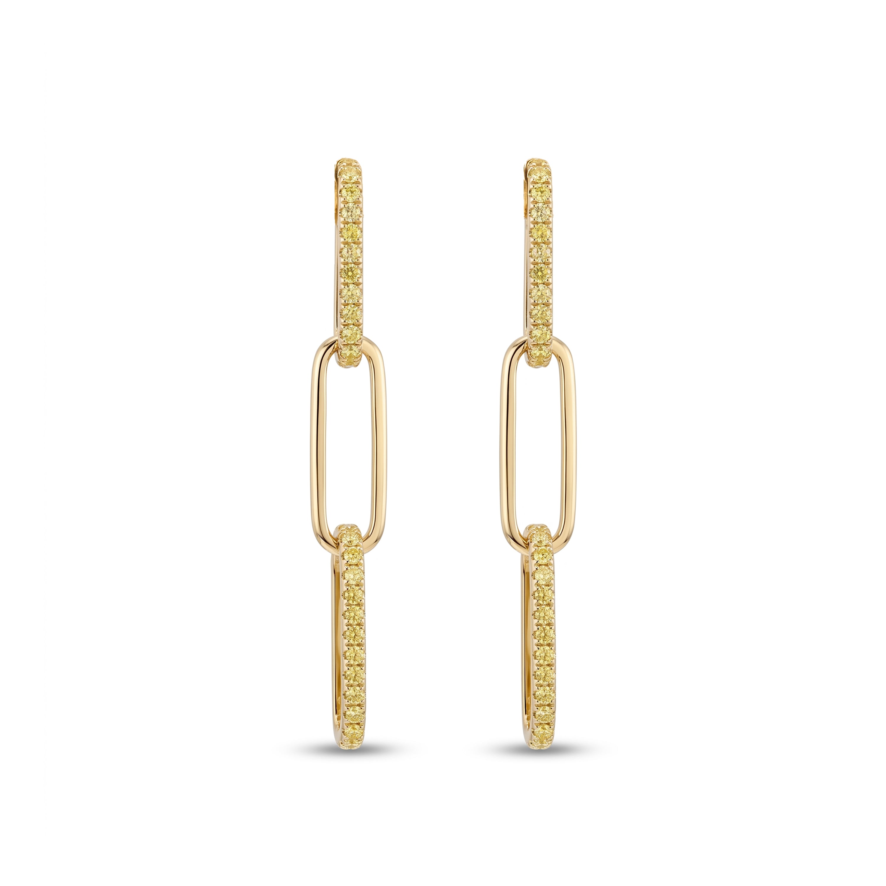 Natural Yellow Diamond Links Earrings