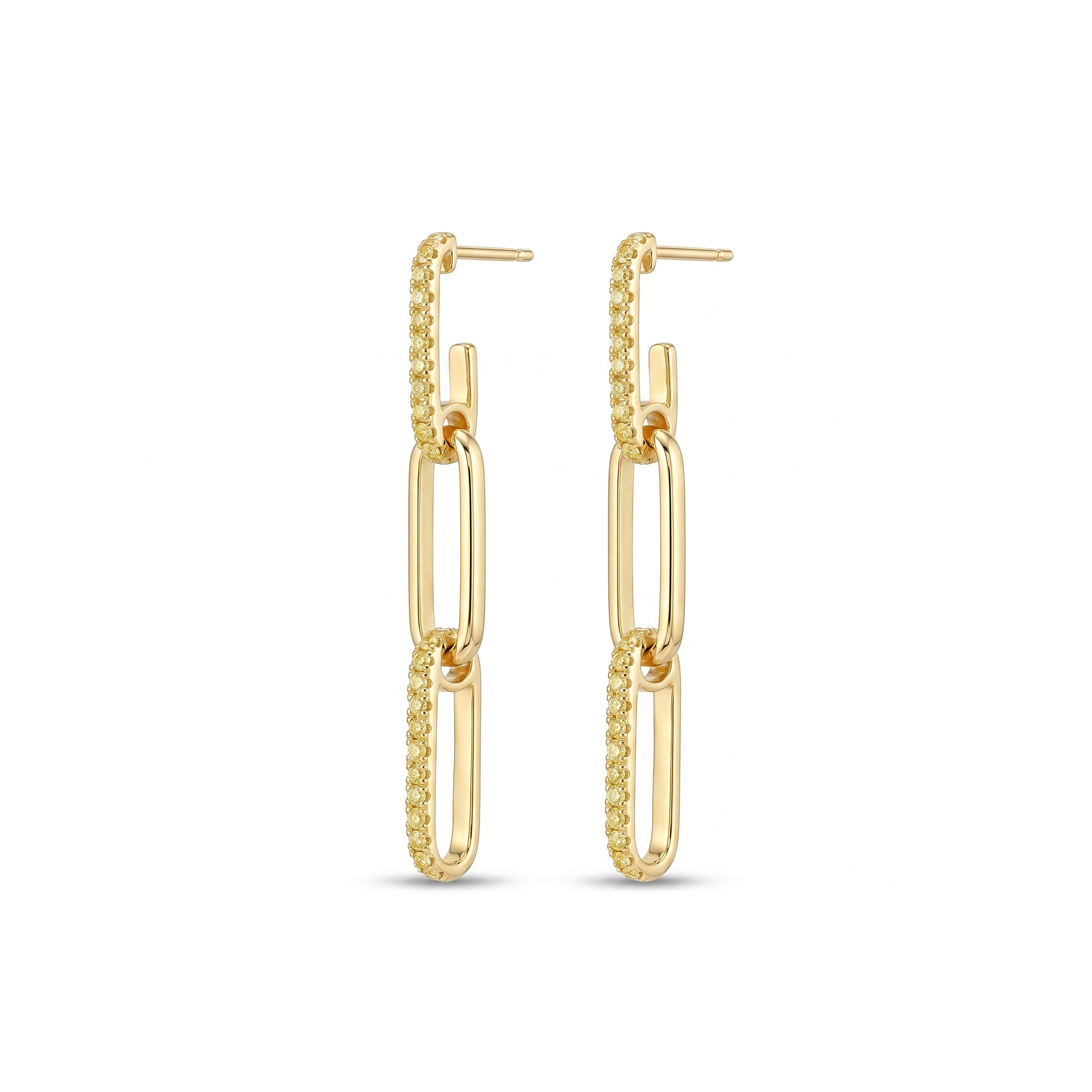 Natural Yellow Diamond Links Earrings