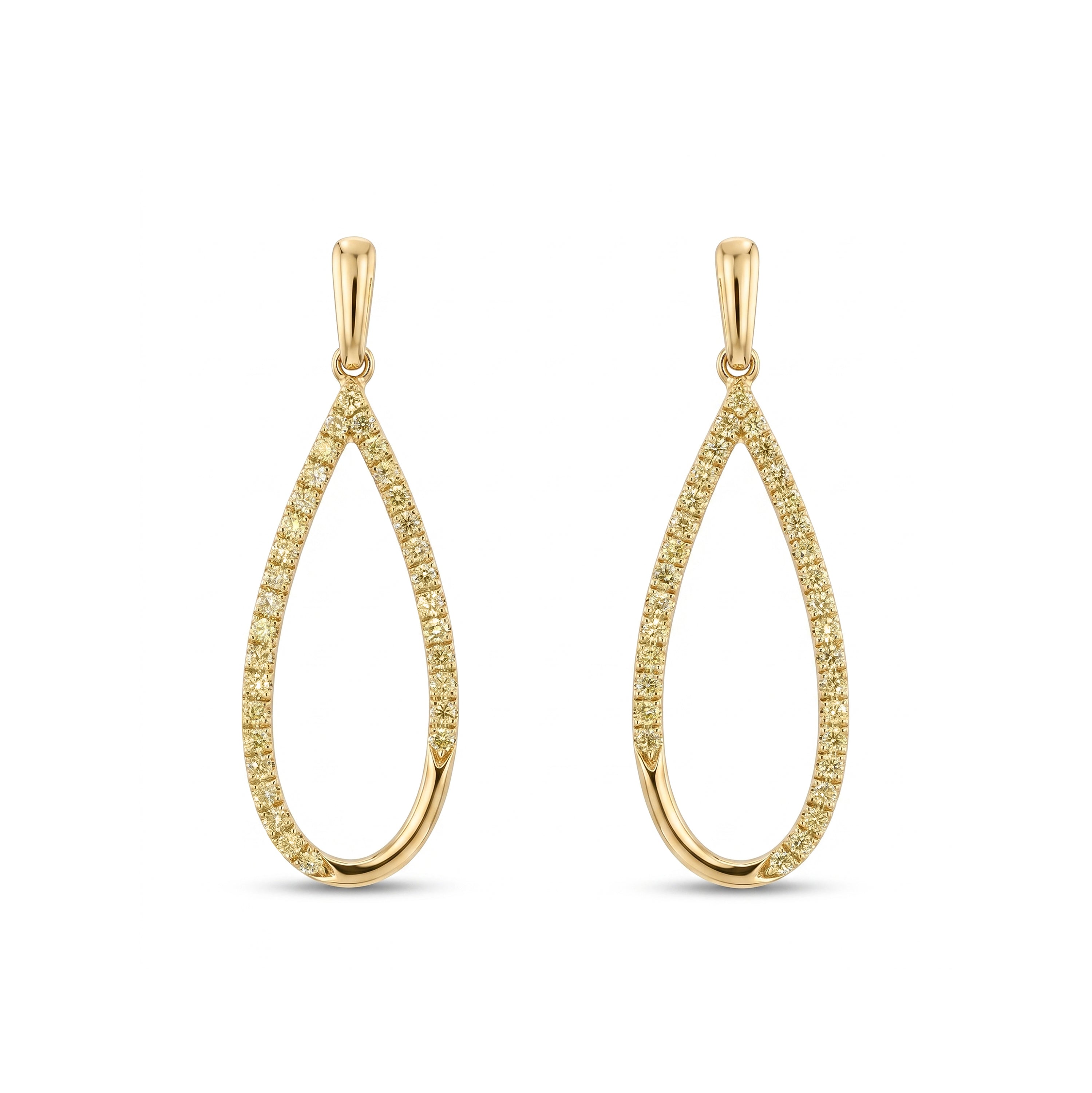 Natural Yellow Diamond Loop Earrings