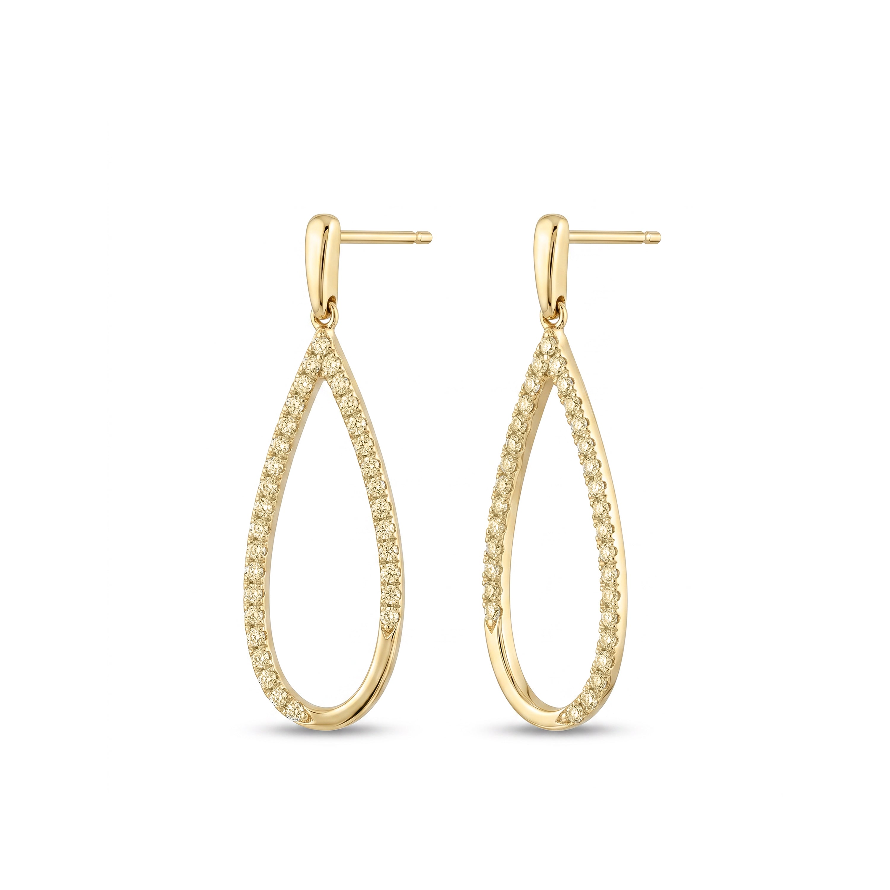 Natural Yellow Diamond Loop Earrings