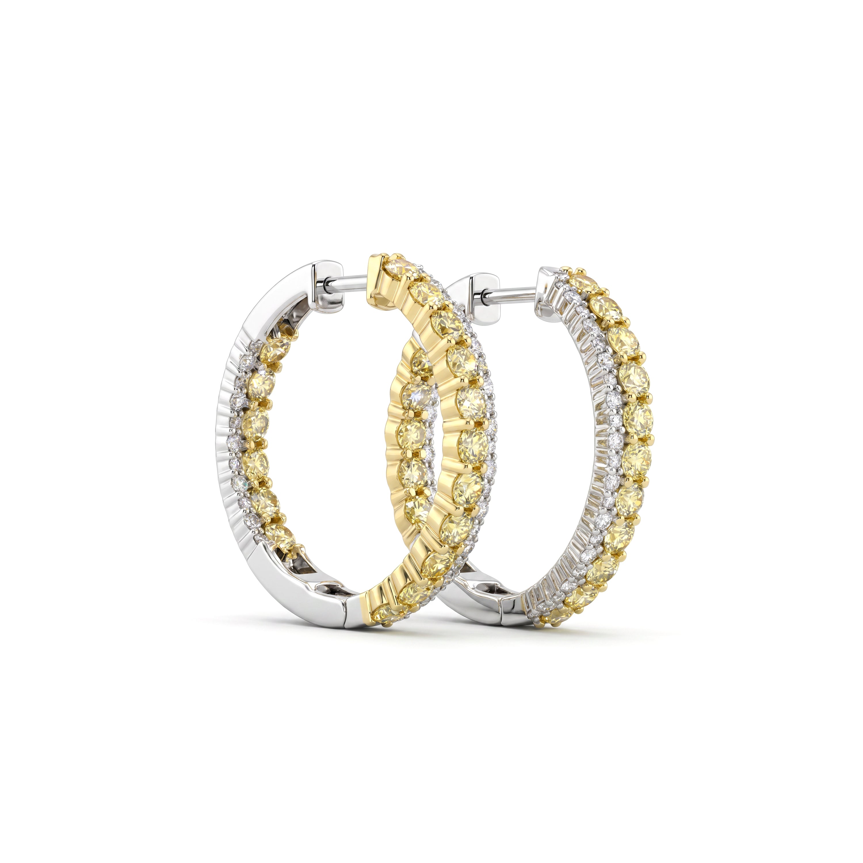 Natural Yellow Diamond Hoop Earrings