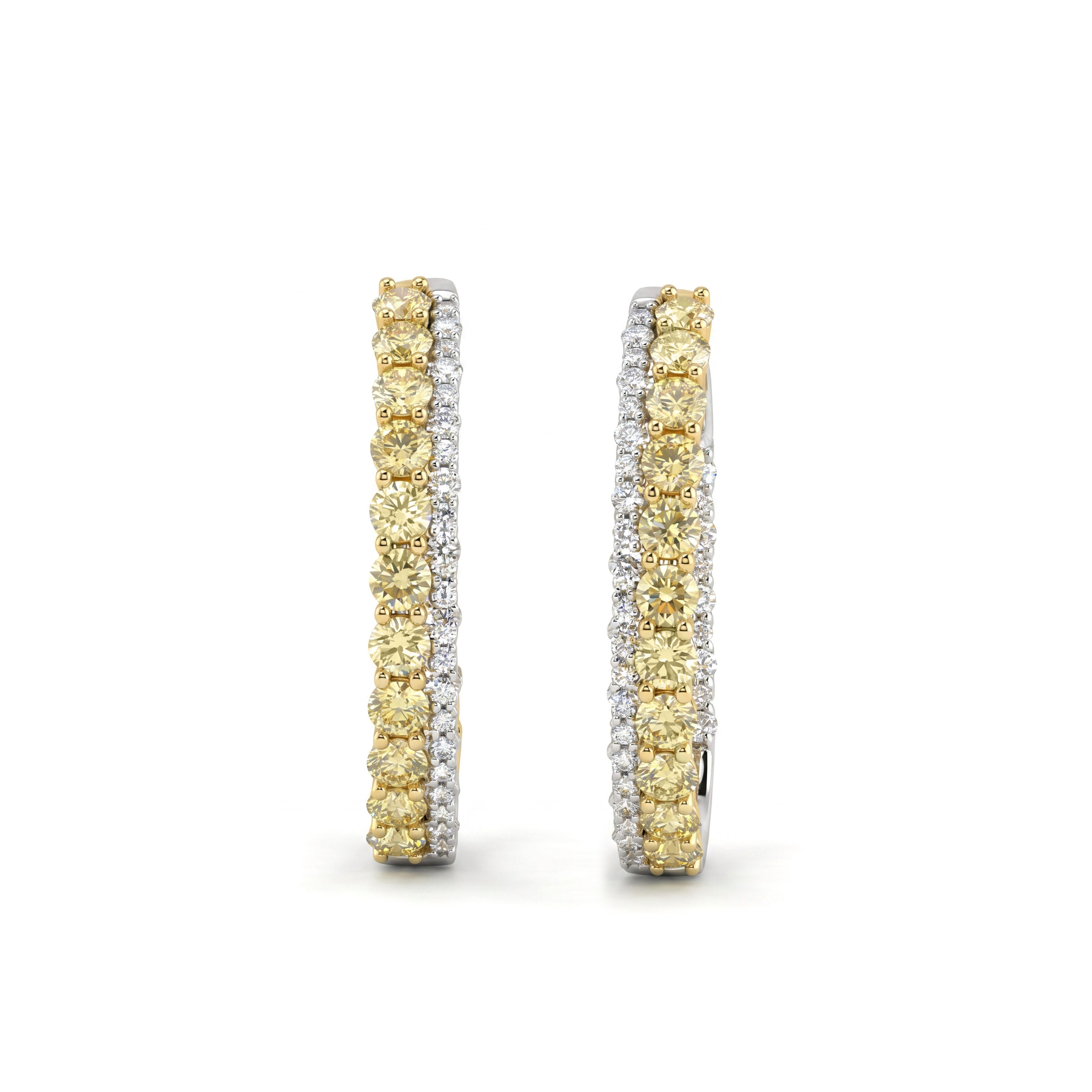 Natural Yellow Diamond Hoop Earrings