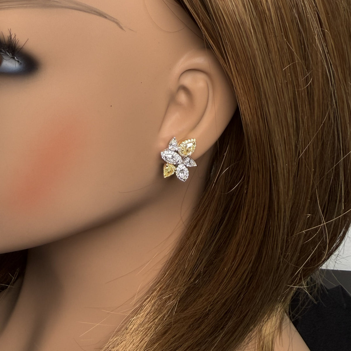 Natural Yellow Pear Diamond Earring