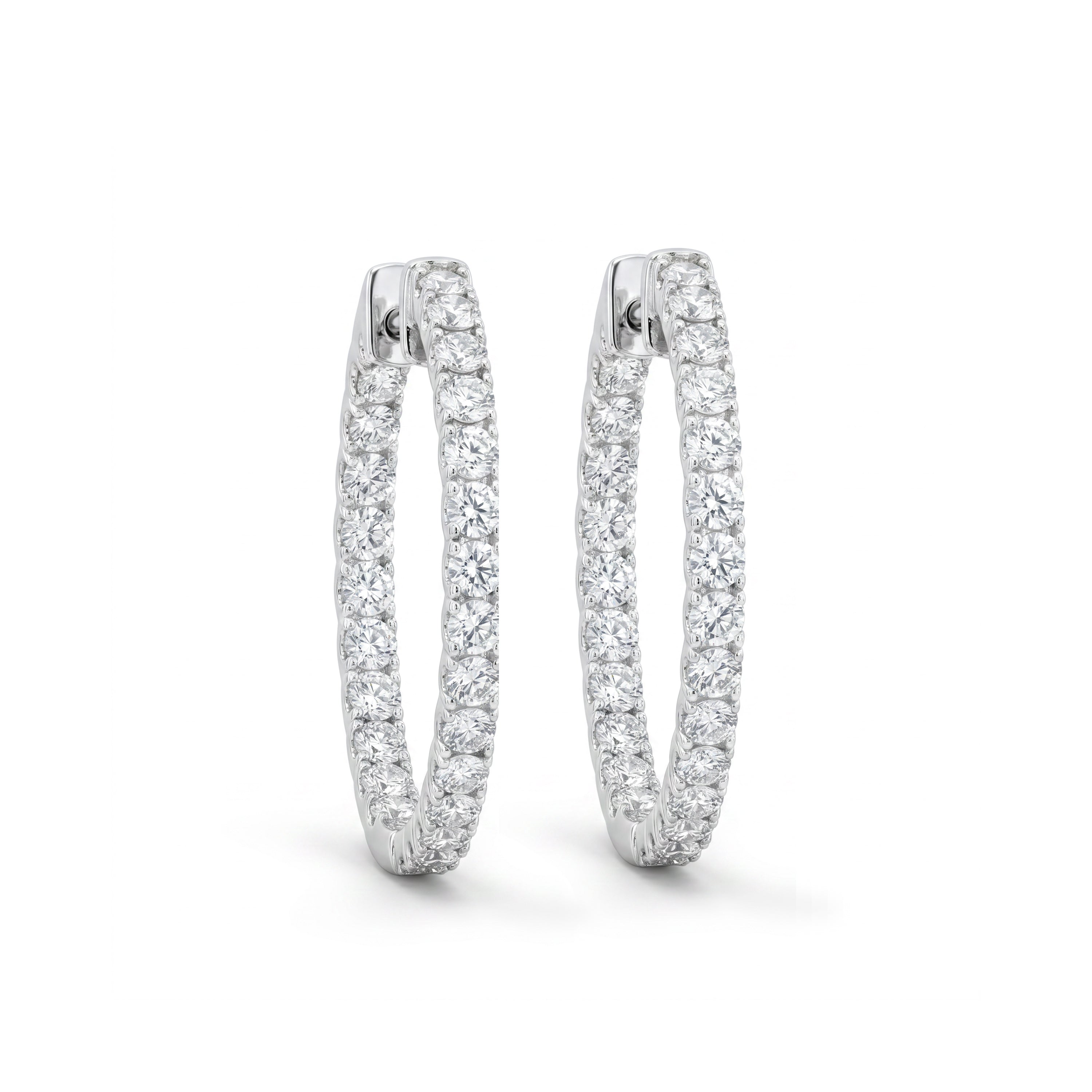 Natural White Diamond Hoop Earrings