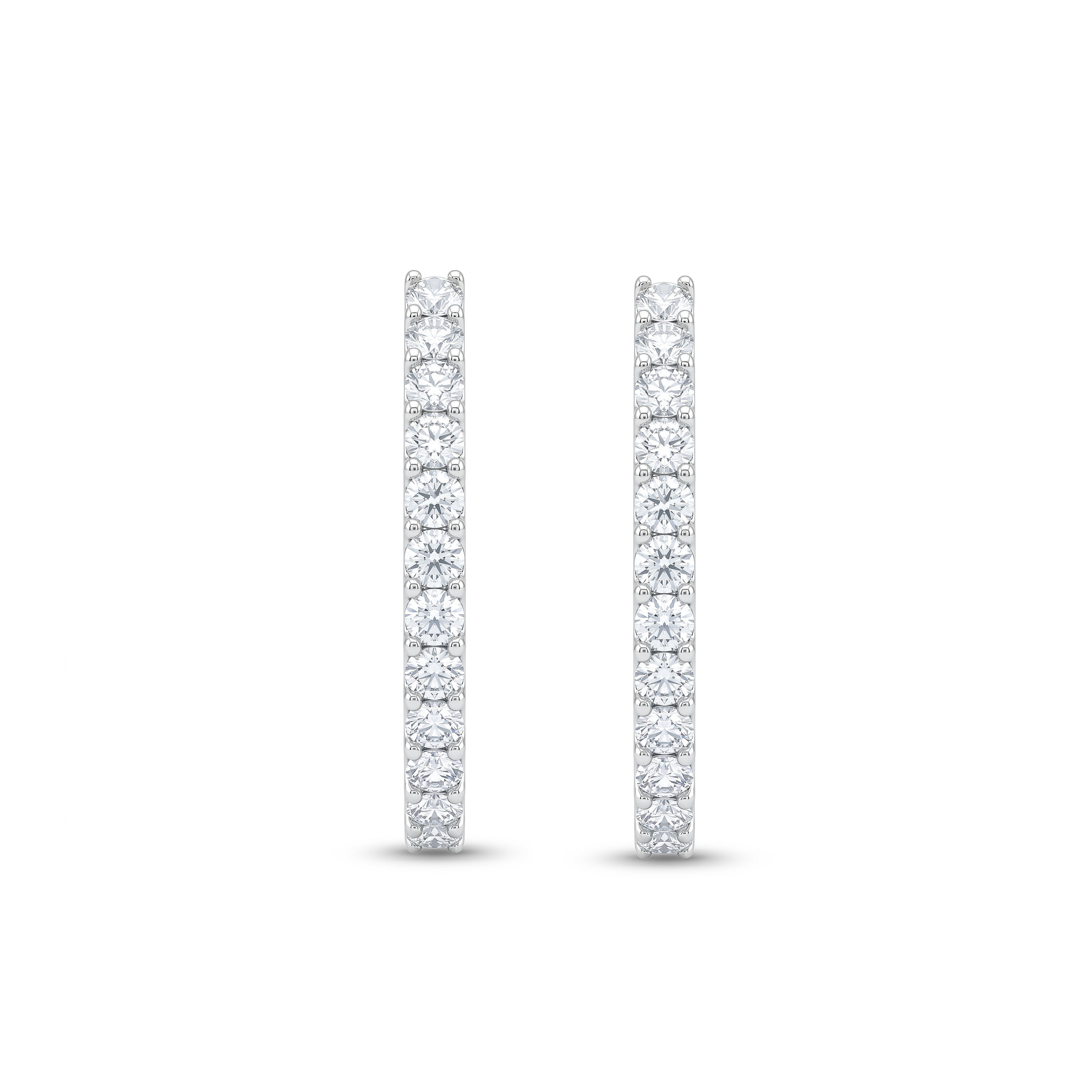 Natural White Diamond Hoop Earrings