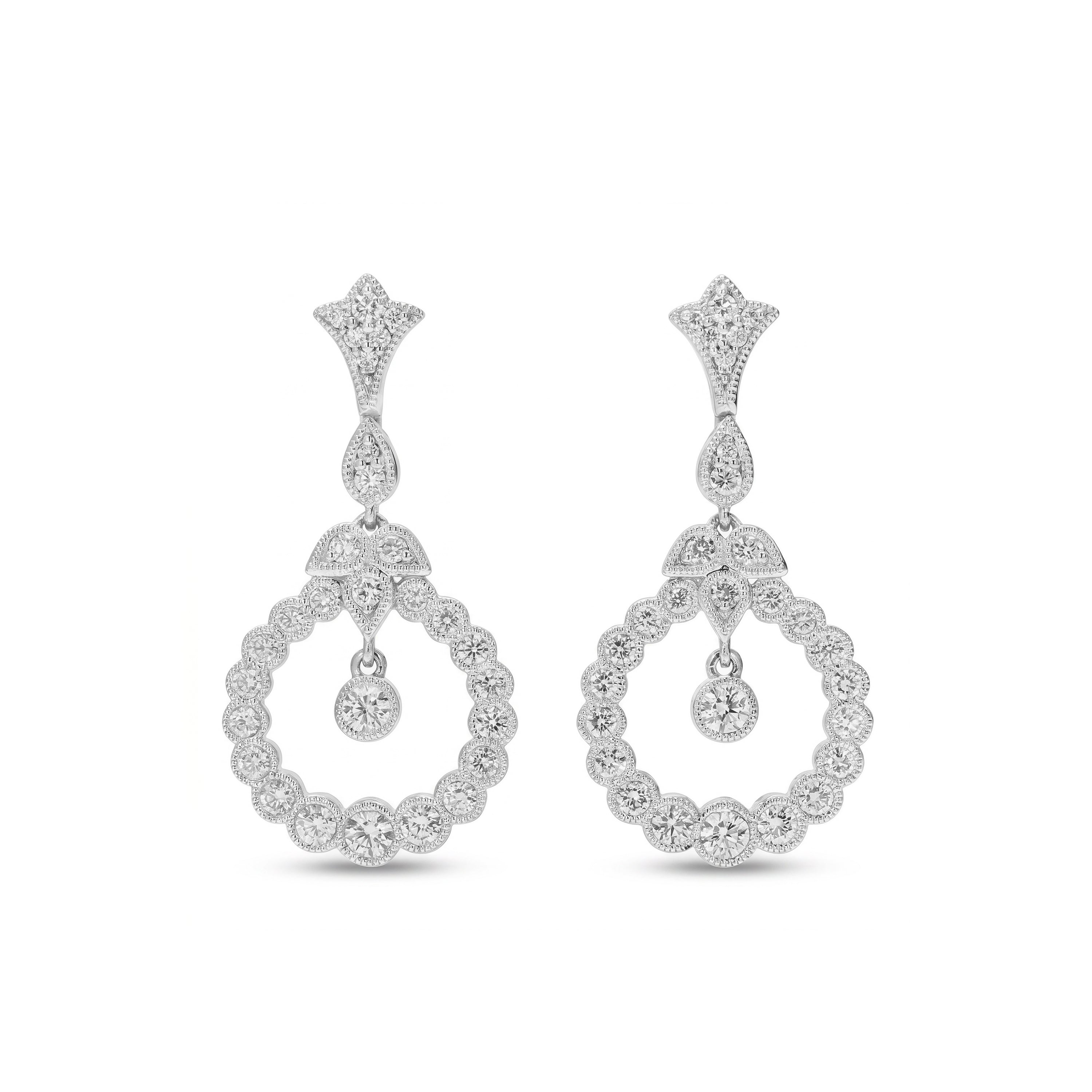Natural Diamond Circle Drop Earrings
