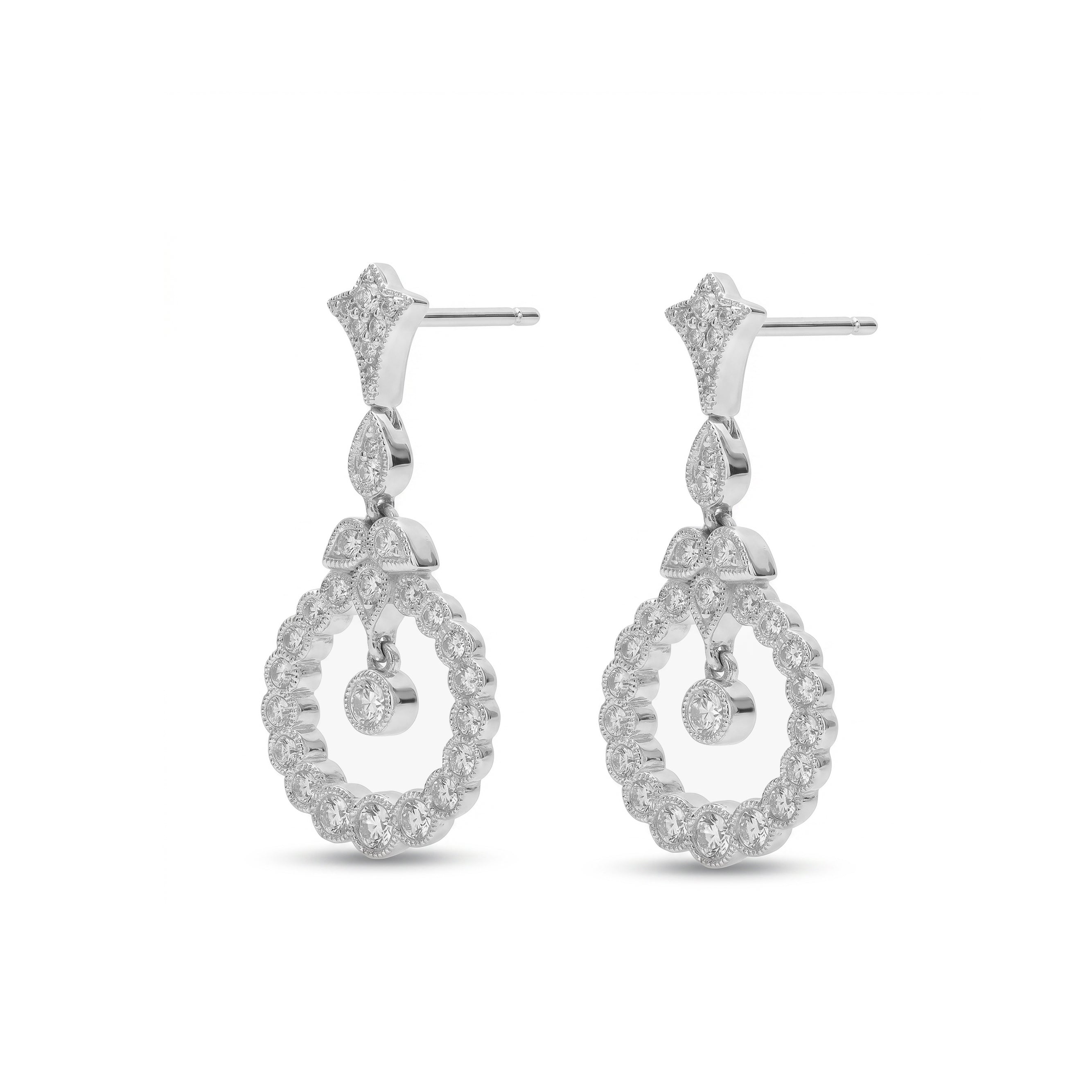 Natural Diamond Circle Drop Earrings