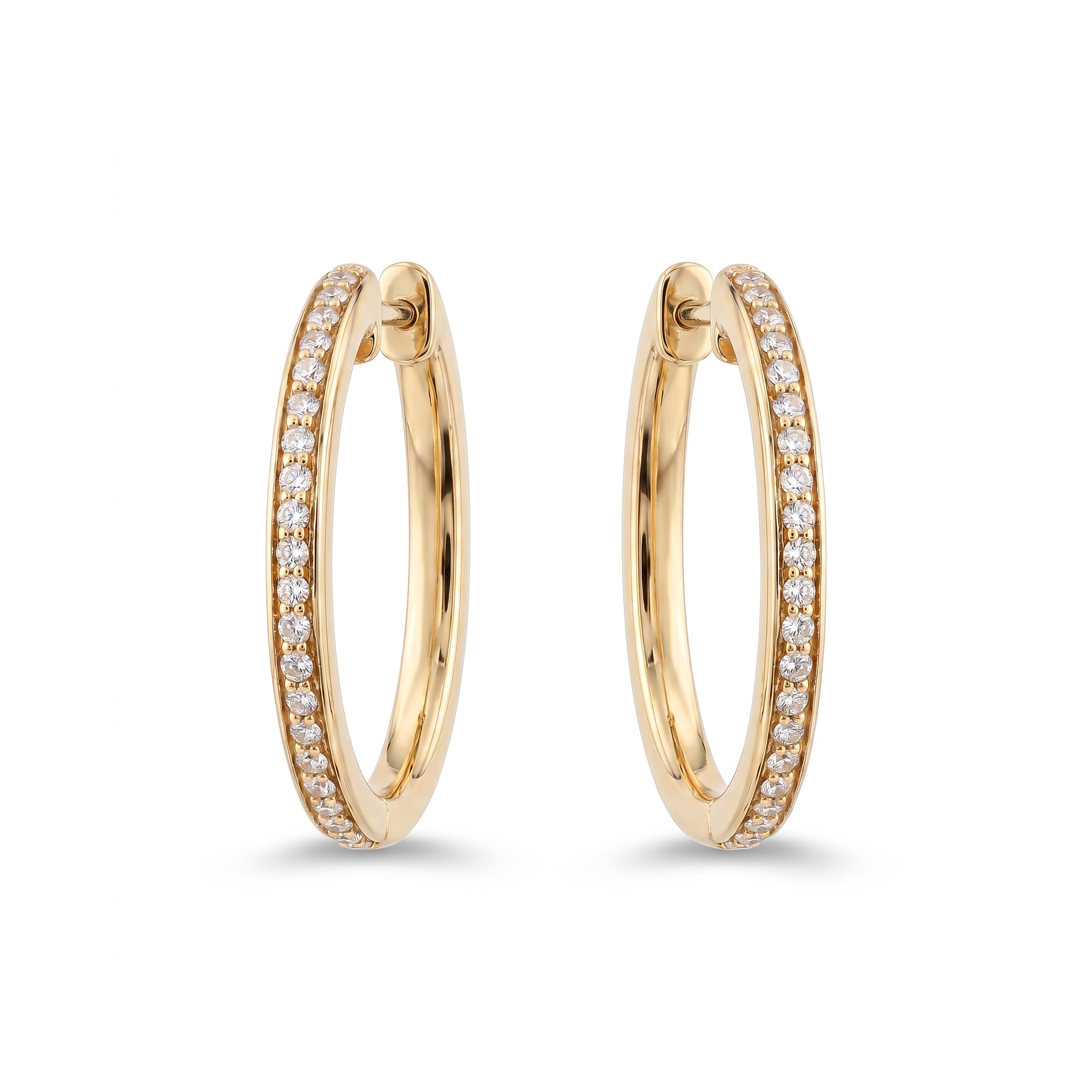 Natural White Diamond Hoop Earrings