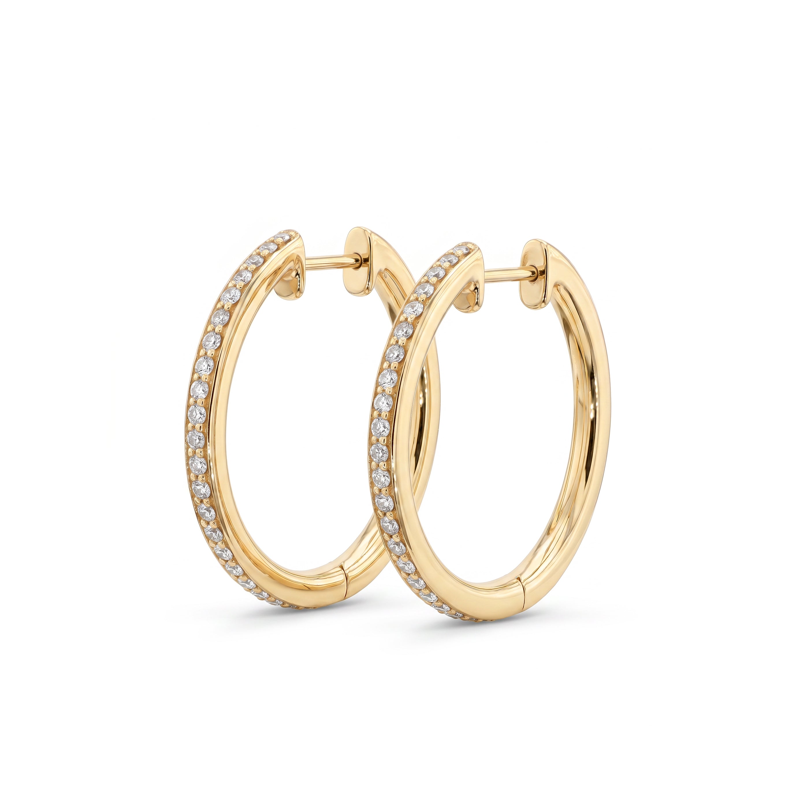 Natural White Diamond Hoop Earrings