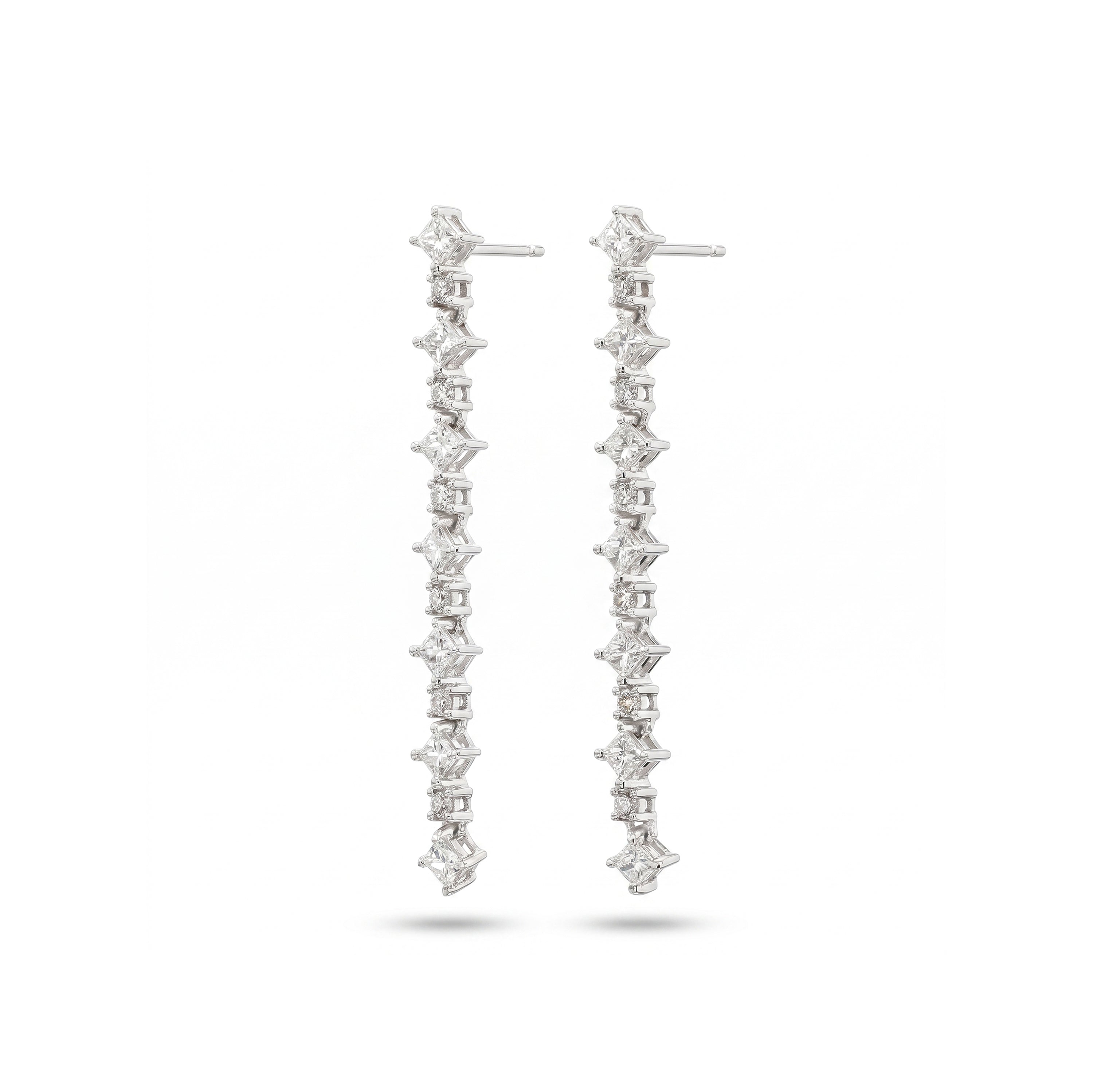 Natural Princess Diamond Drop Earrings