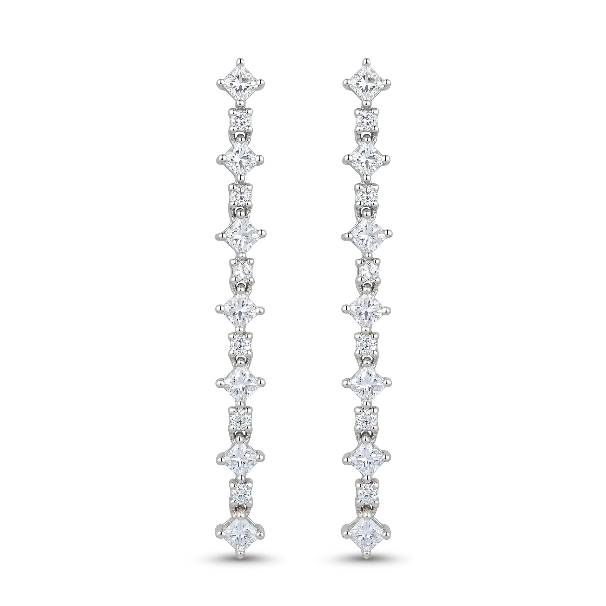 Natural Princess Diamond Drop Earrings