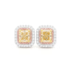 Natural Yellow Radiant Diamond Halo Earrings | GIA Certified