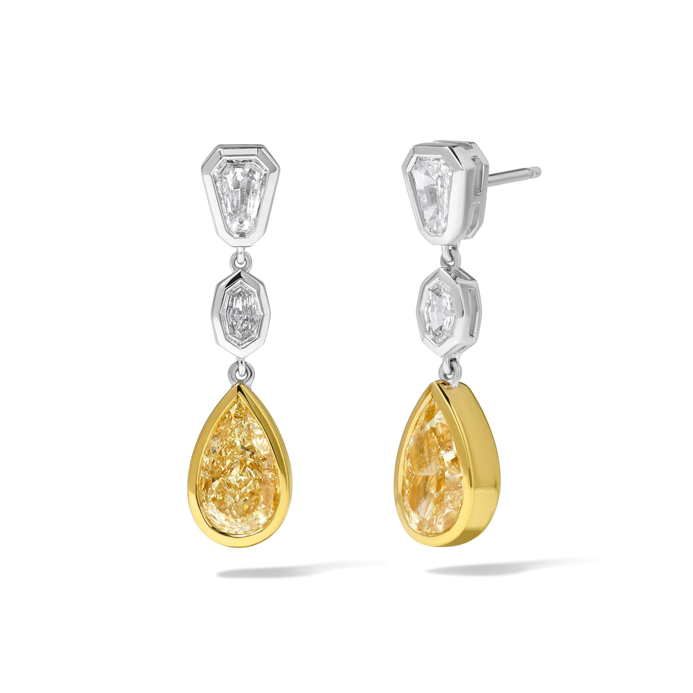Natural Yellow Pear Diamond Earring GIA Certified product image 1
