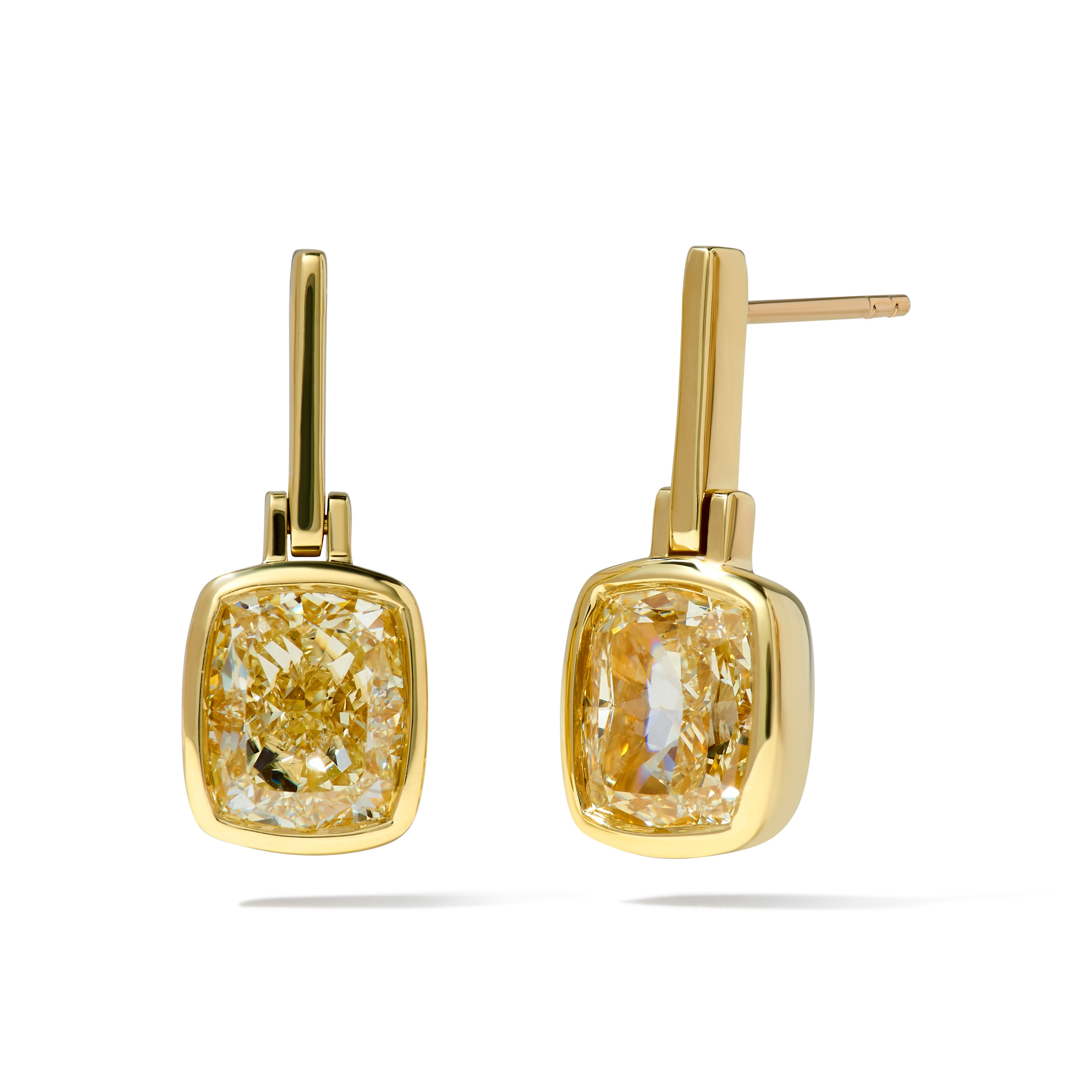 Natural Yellow Cushion Diamond Earring GIA Certified product image 1