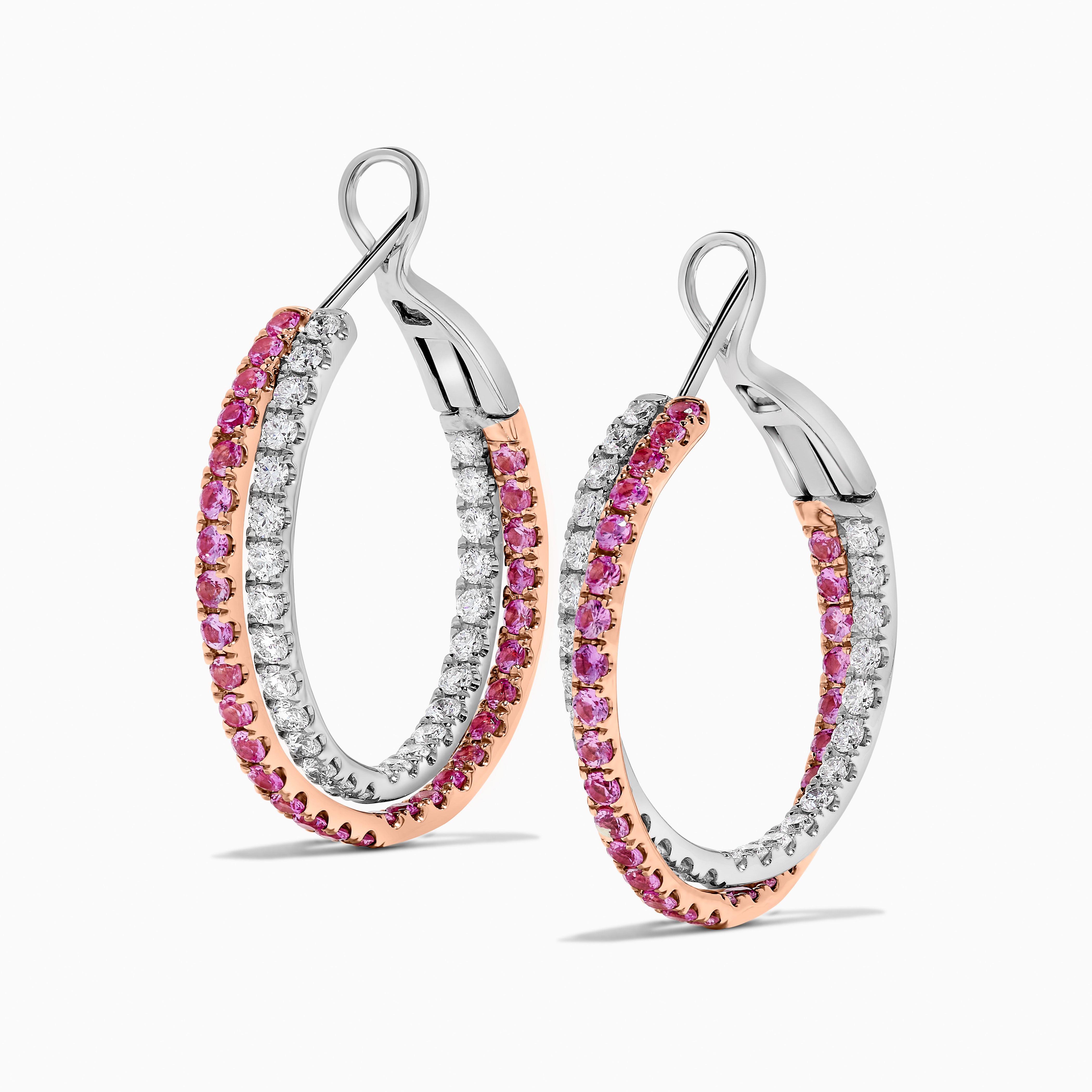 Pink Sapphire and White Diamond Hoop Earrings JEC006GP