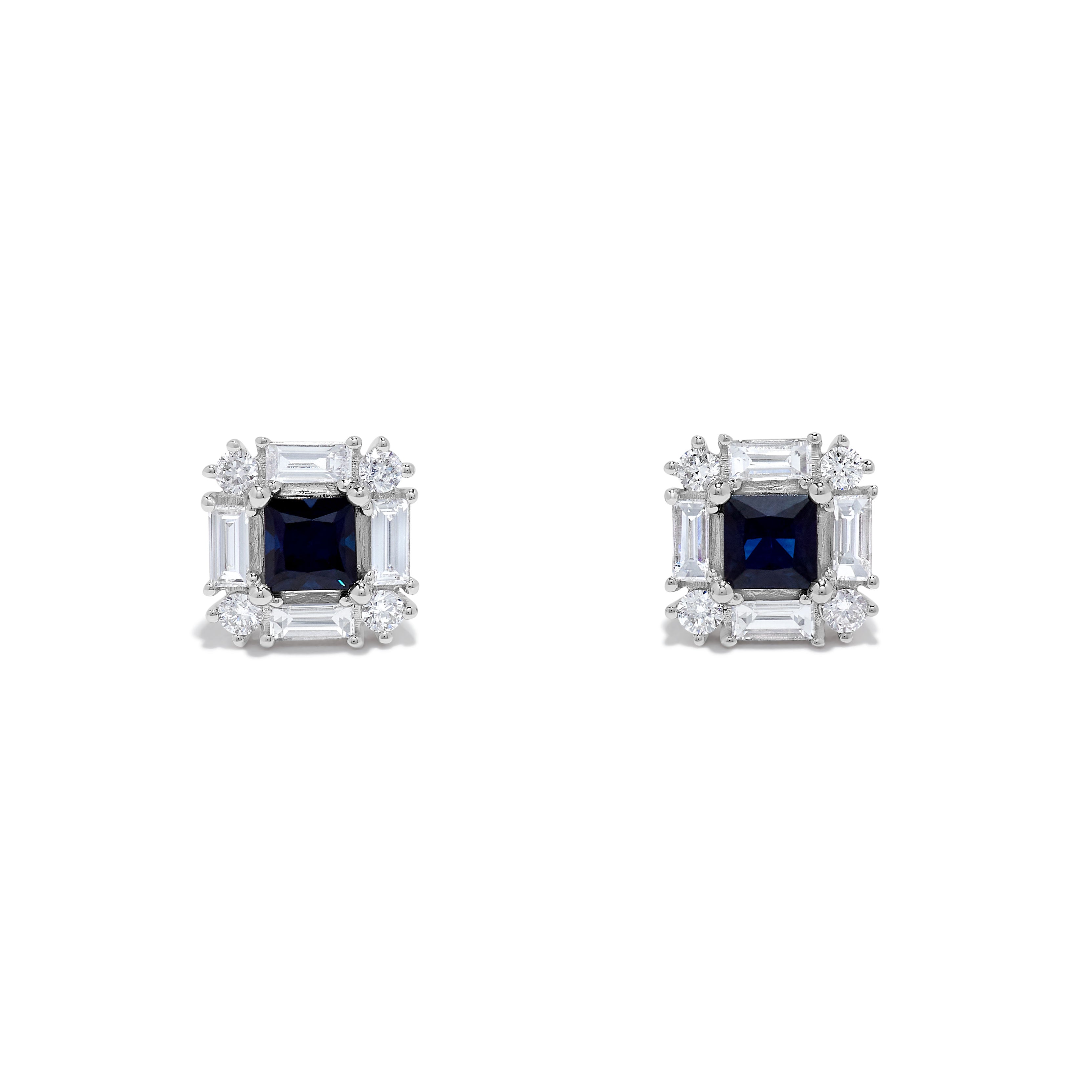 Blue Sapphire & White Diamond Stud Earrings JEC027GP