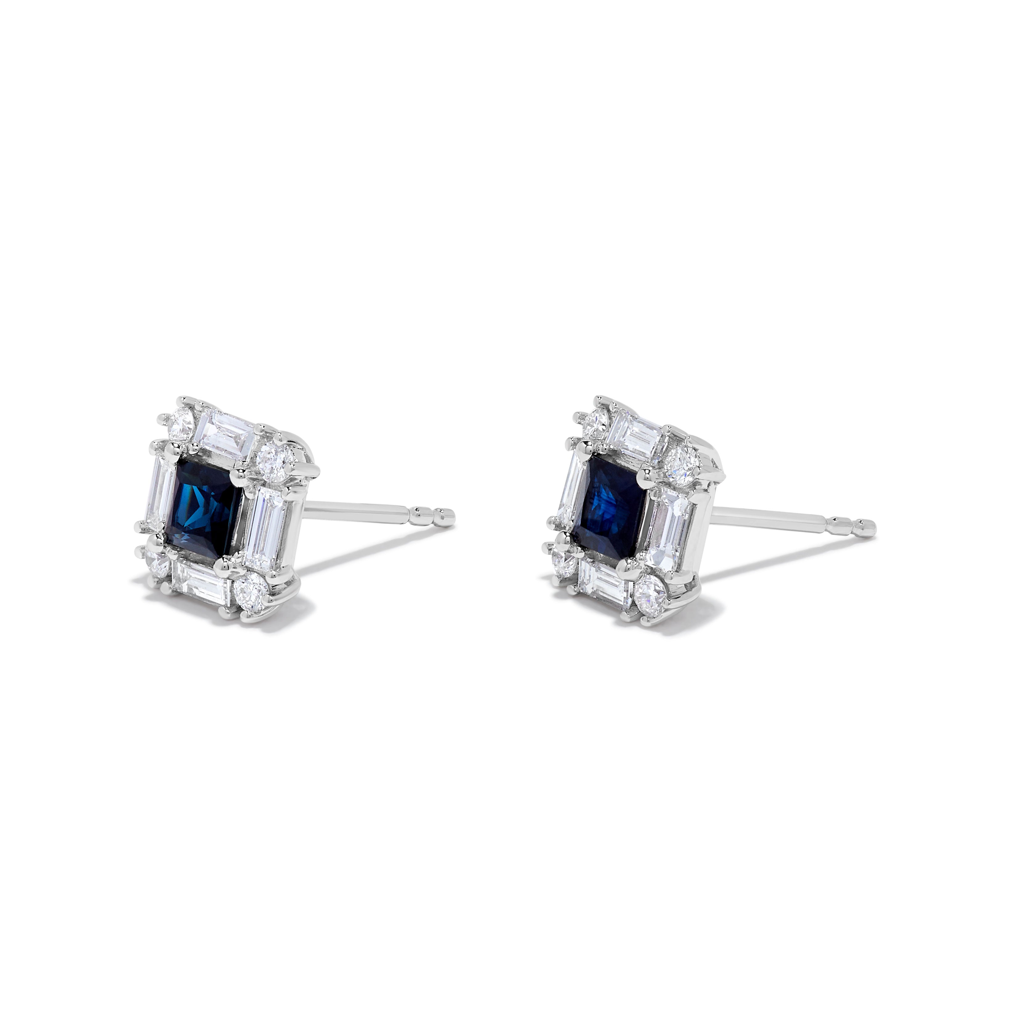 Blue Sapphire & White Diamond Stud Earrings JEC027GP