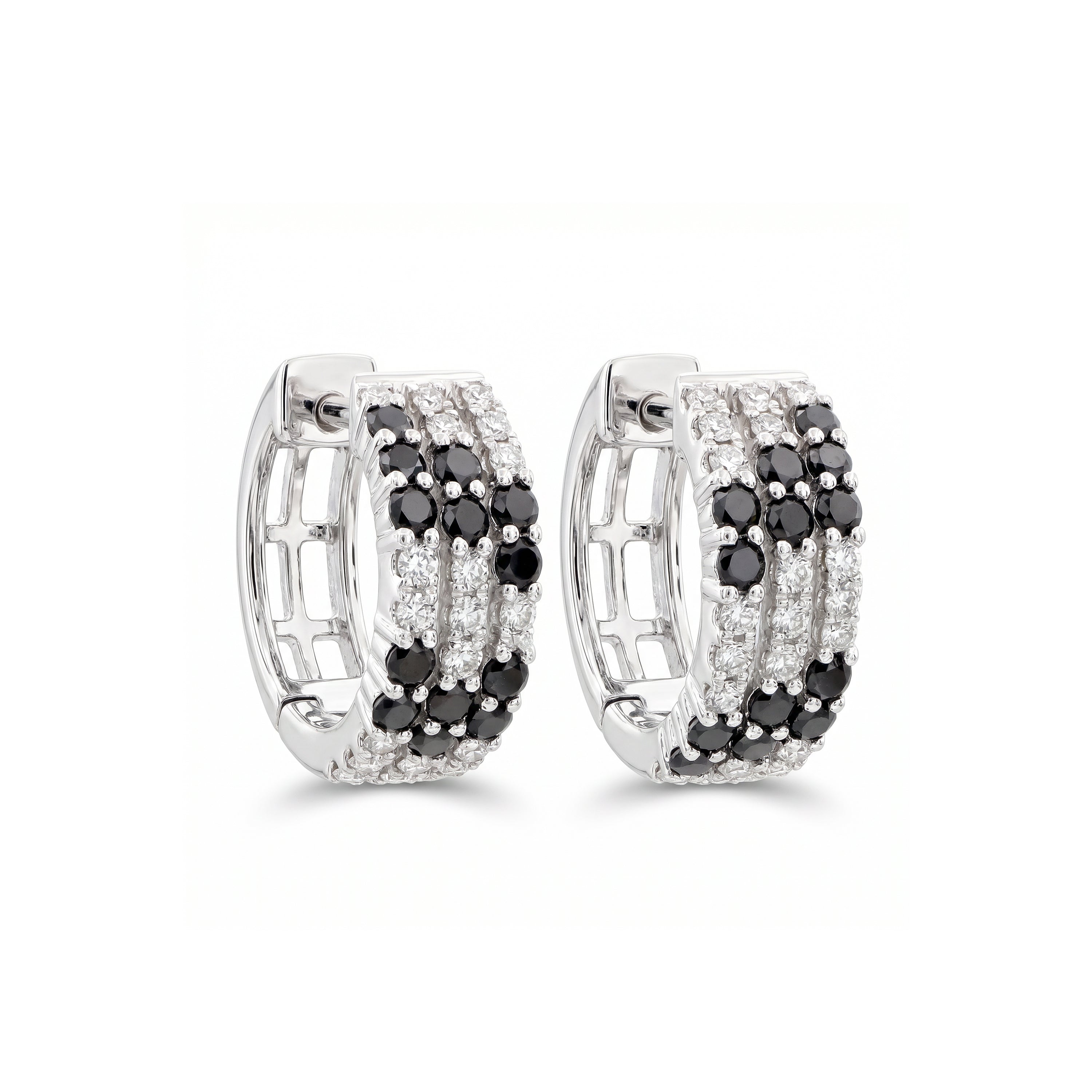 Natural Black Diamond Huggie  Earrings