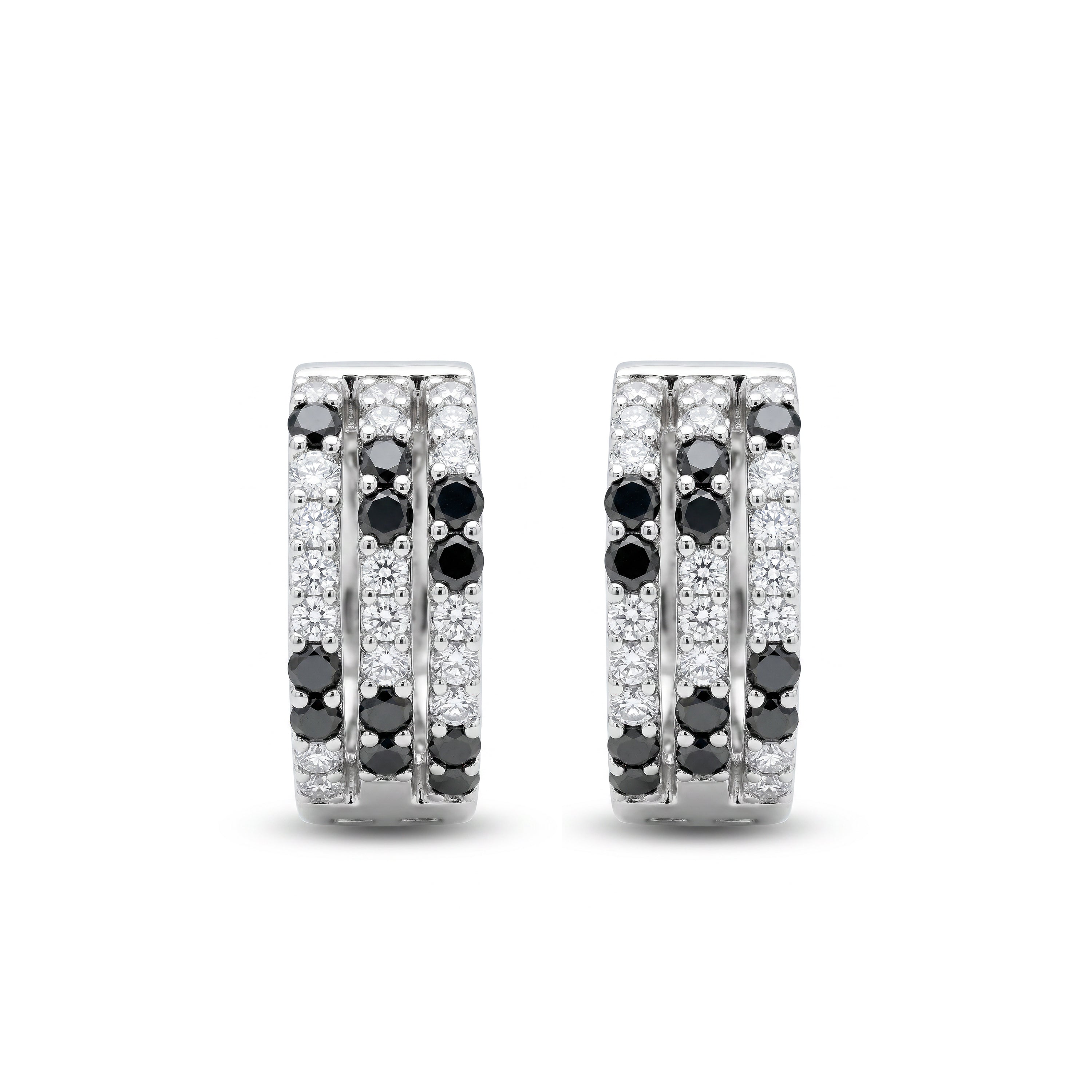 Natural Black Diamond Huggie  Earrings