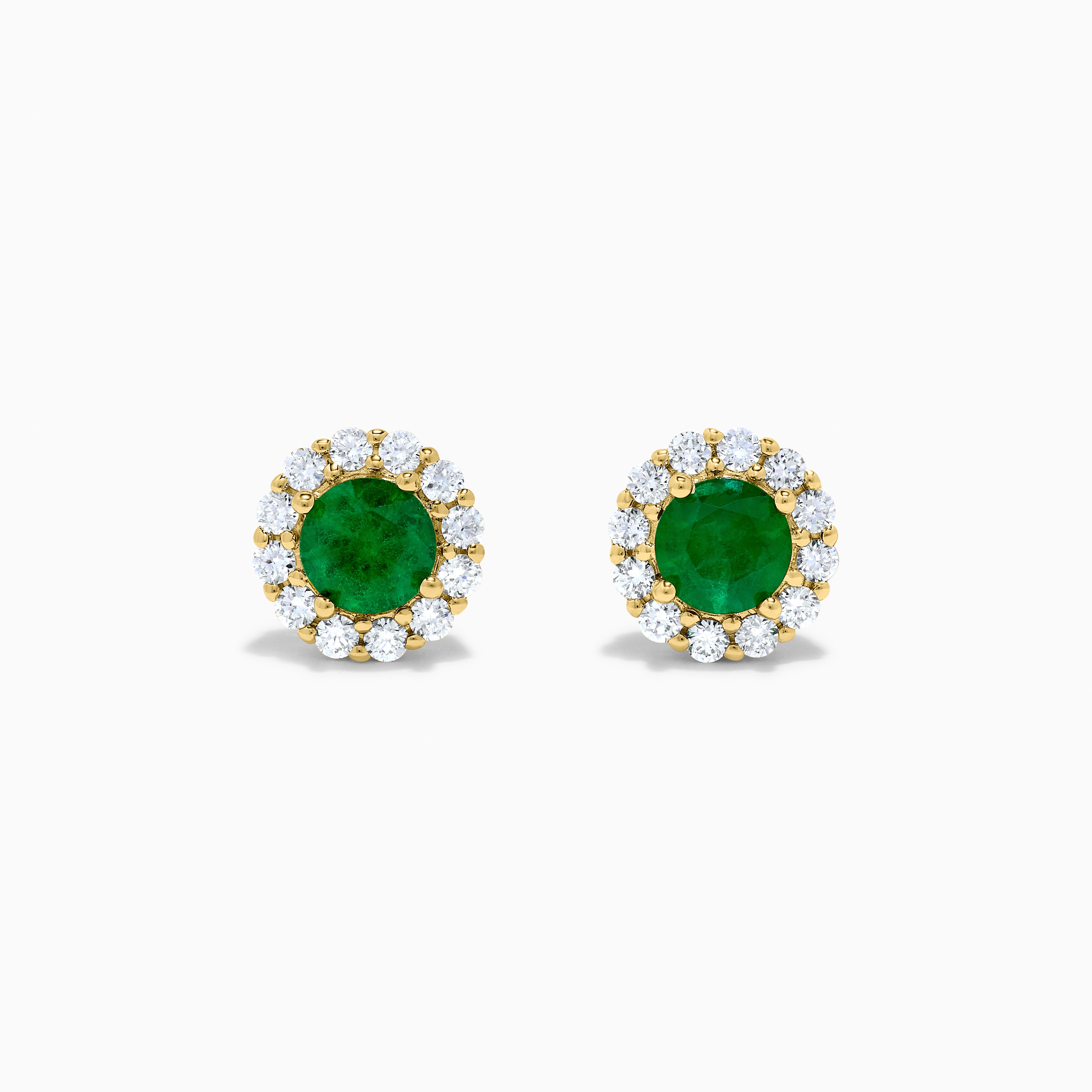 Round Emerald and White Diamond Stud Earrings JEC102GP