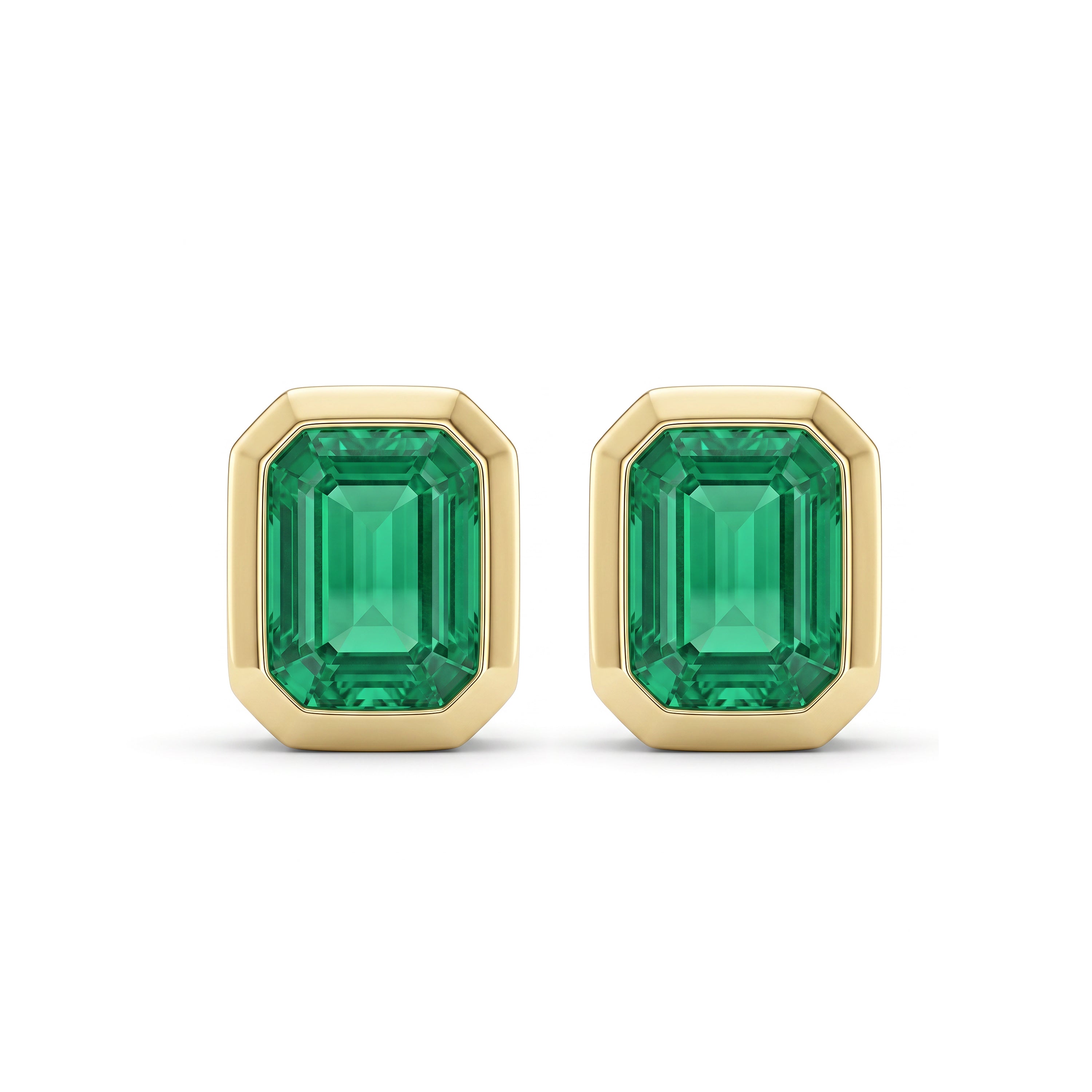Natural Emerald Bezel Earrings