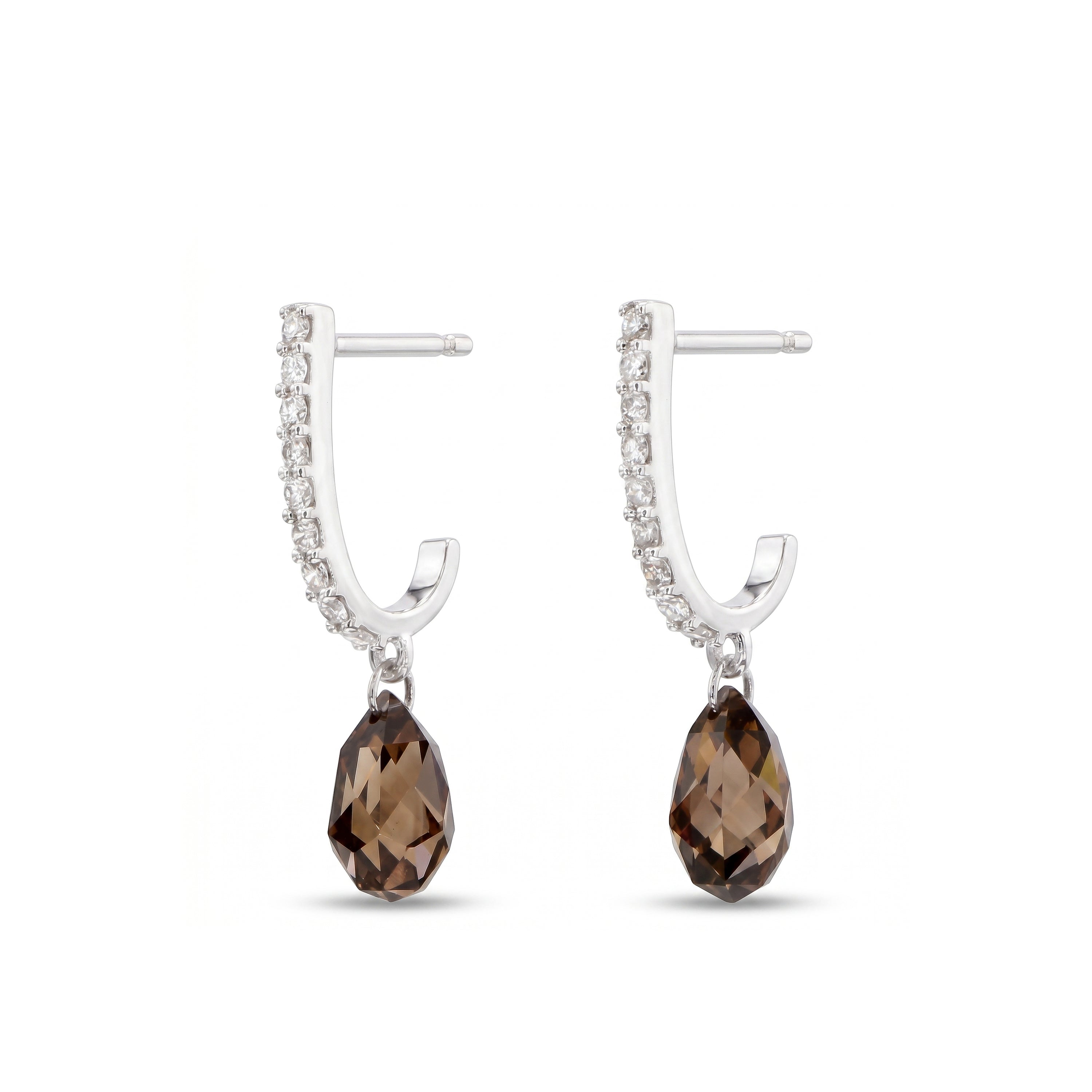 Natural Brown Briolette Diamond Drop Earrings