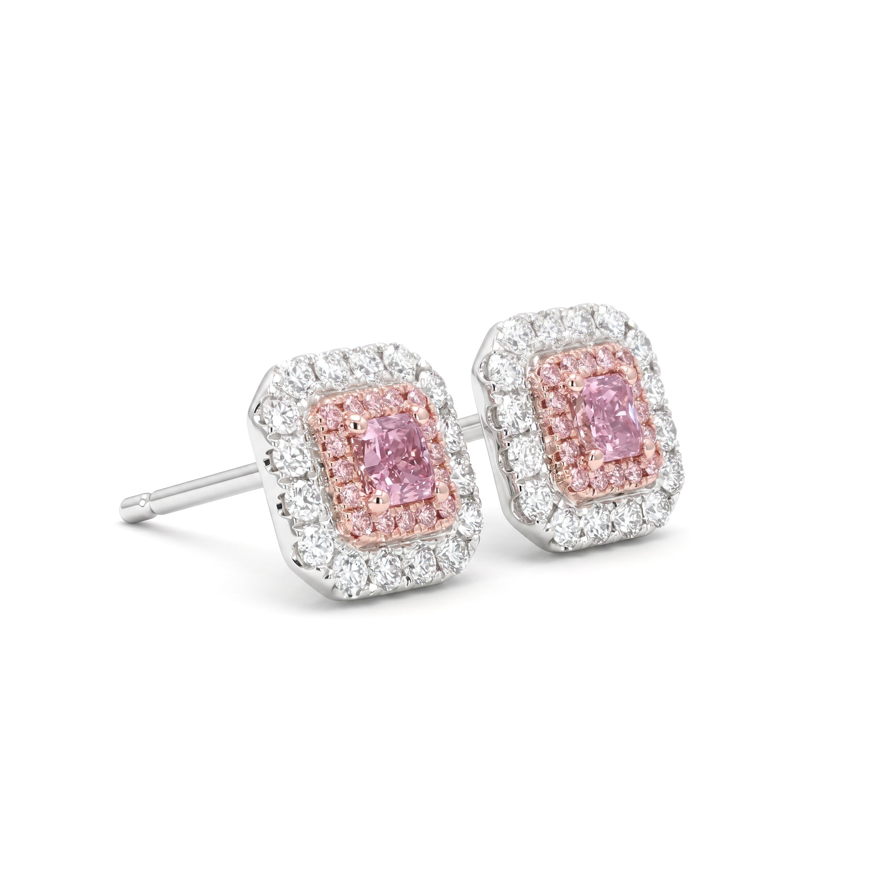 Natural Purple & Pink Radiant Diamond Earring | GIA Certified