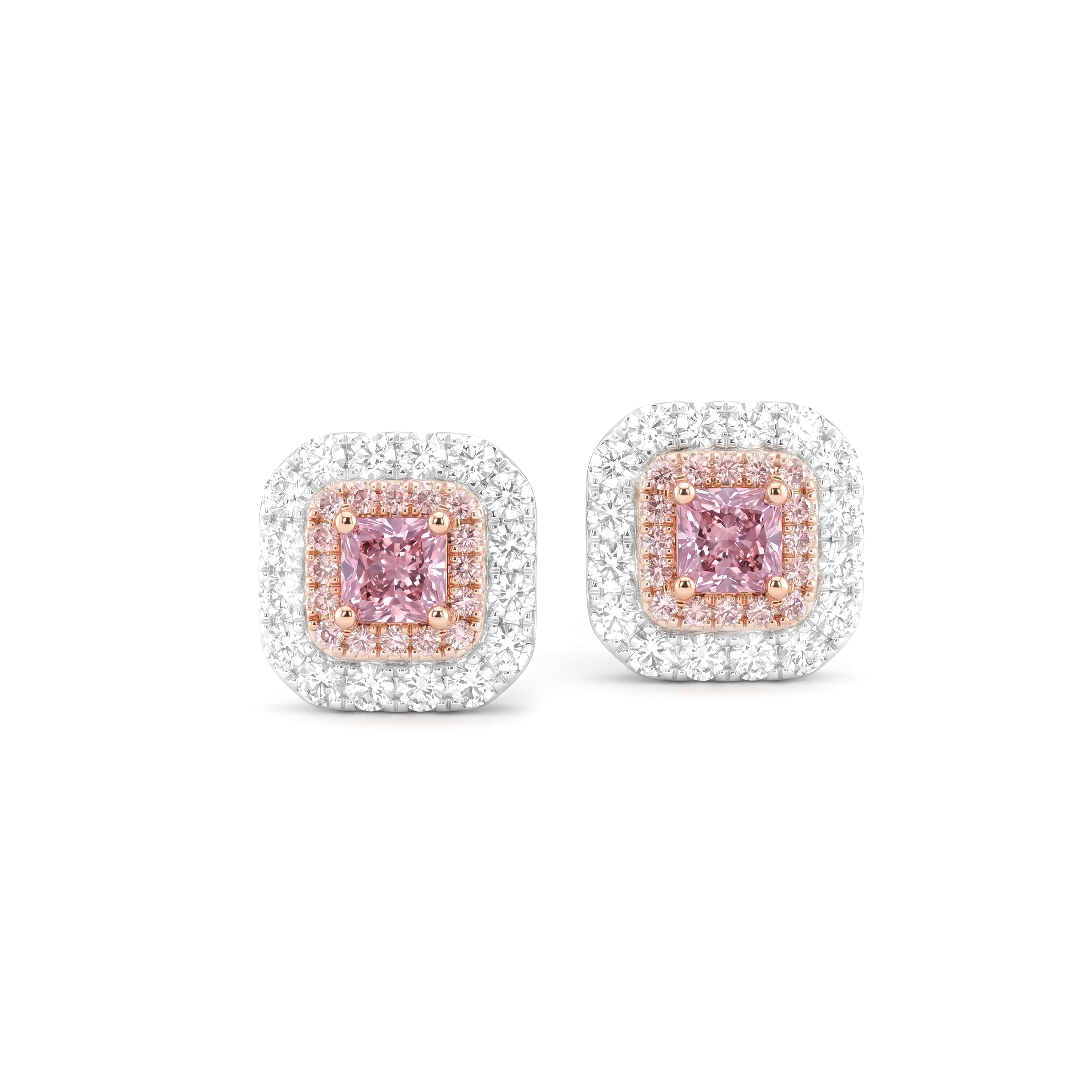 Natural Purple & Pink Radiant Diamond Earring | GIA Certified