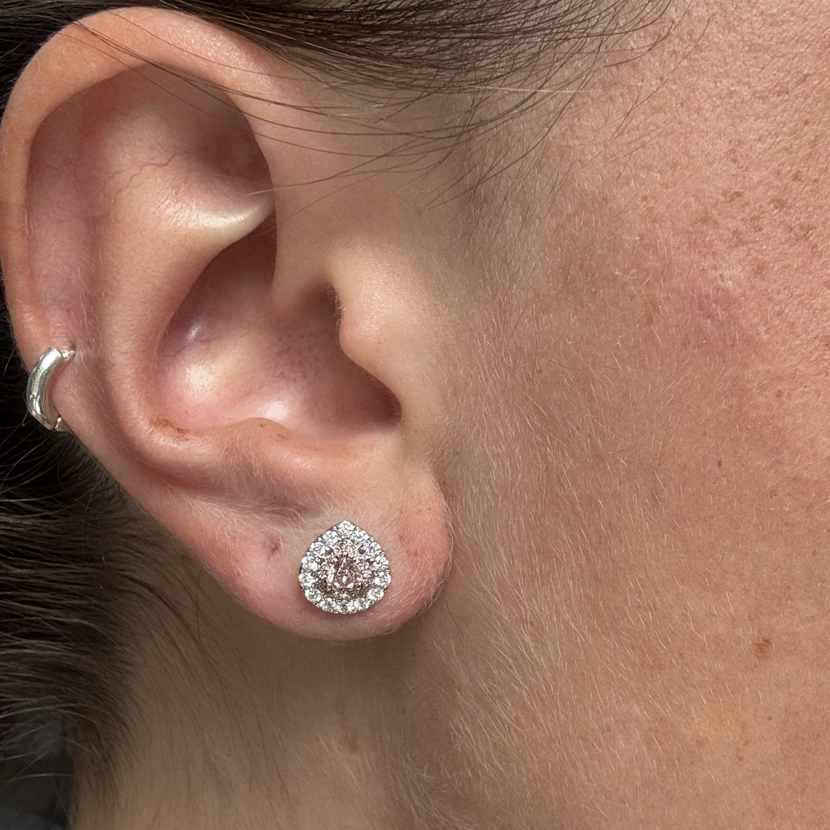 Natural Pink Heart Diamond Earring | GIA Certified
