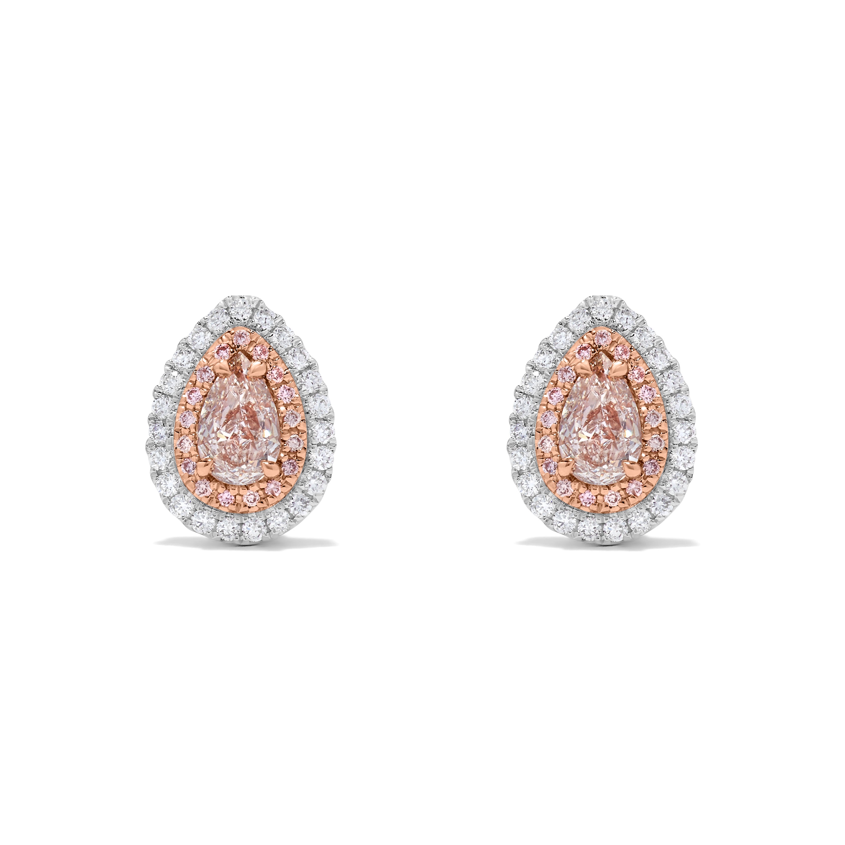 GIA Pink Pear Diamond Diamond Stud Earrings JEP051GH