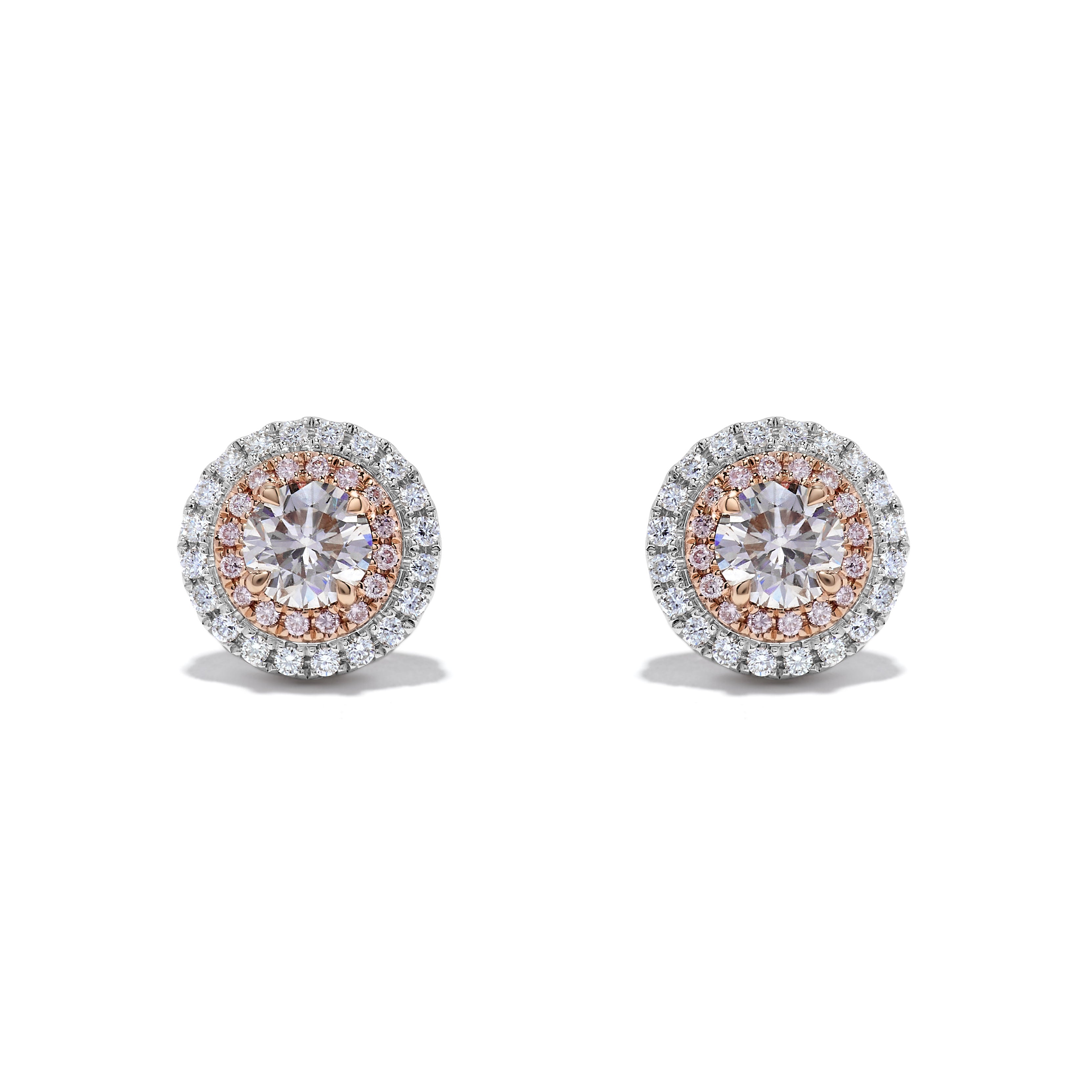 GIA Pink & White Diamond Stud Earrings JEP056GH