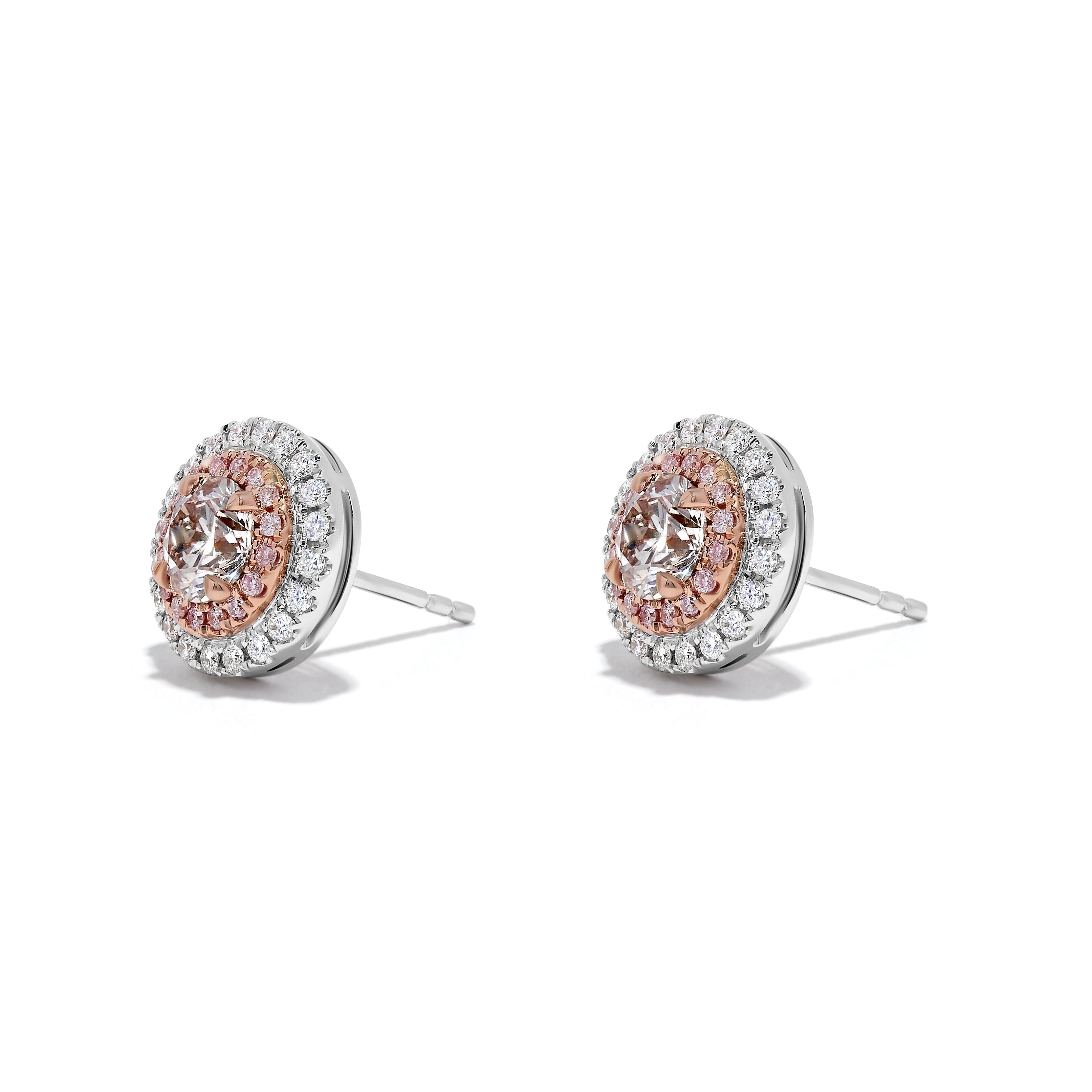 GIA Pink & White Diamond Stud Earrings JEP056GH