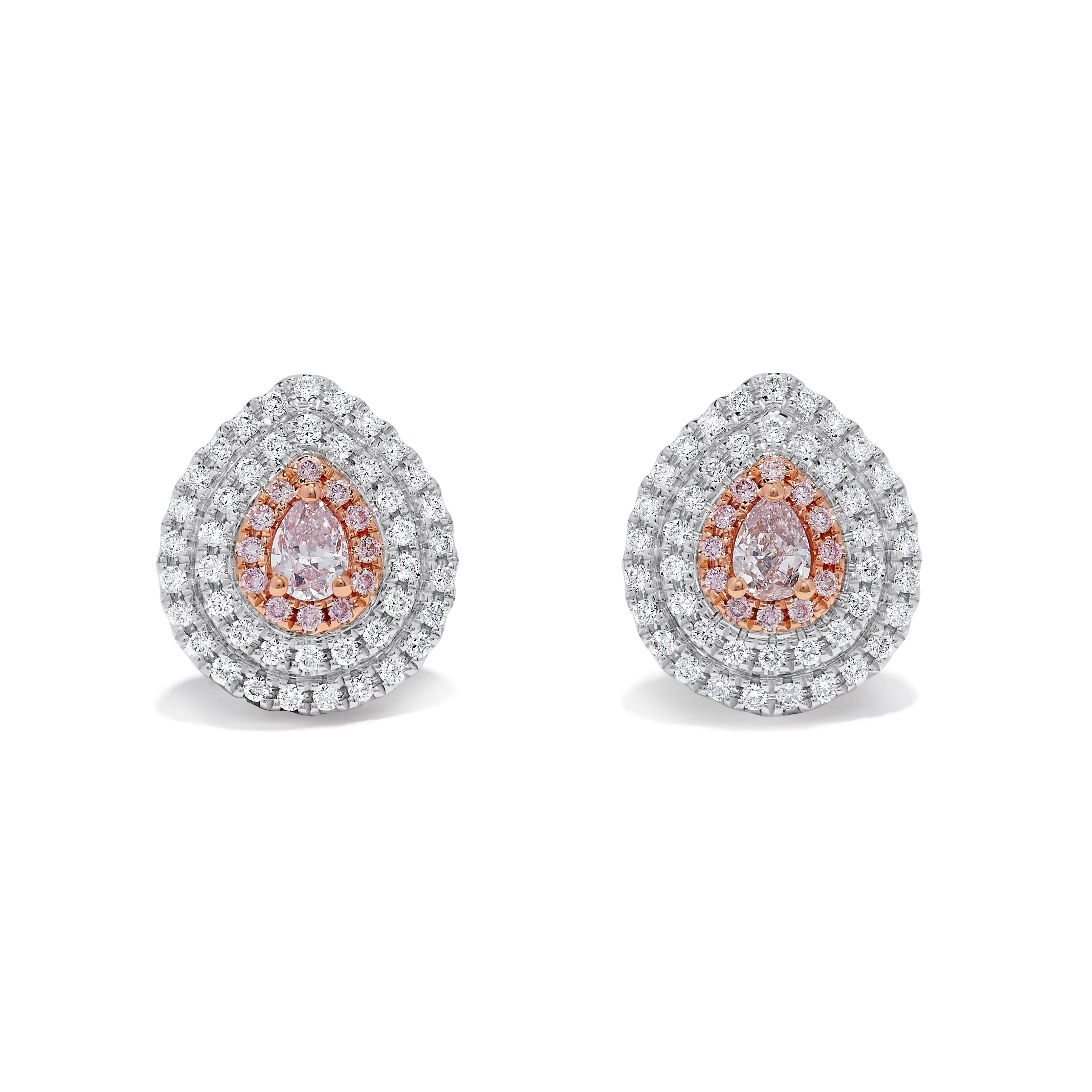 GIA Pink Pear Cut Diamond Stud Earrings JEP060GH