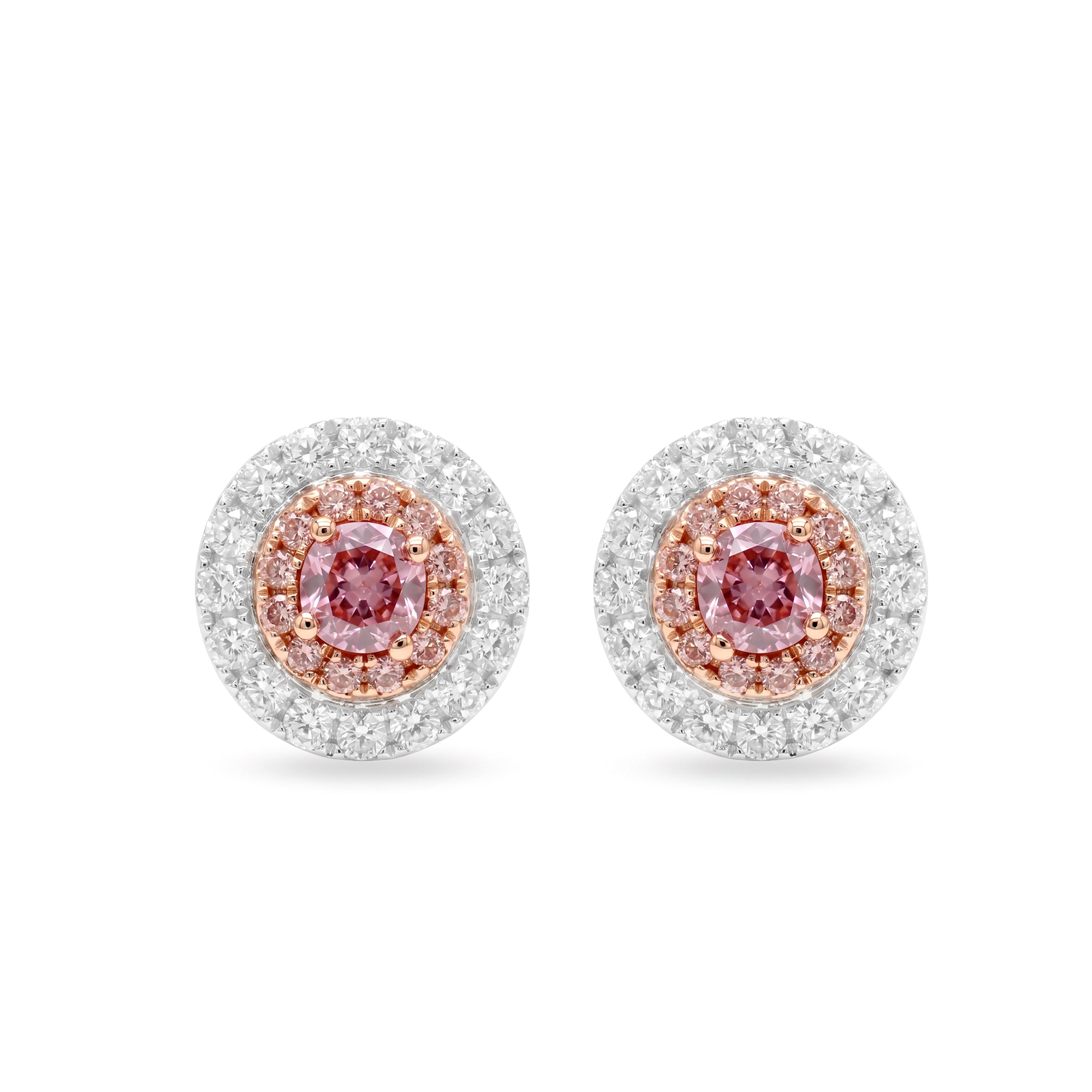 Natural Purple Diamond Halo Earrings | GIA Certified