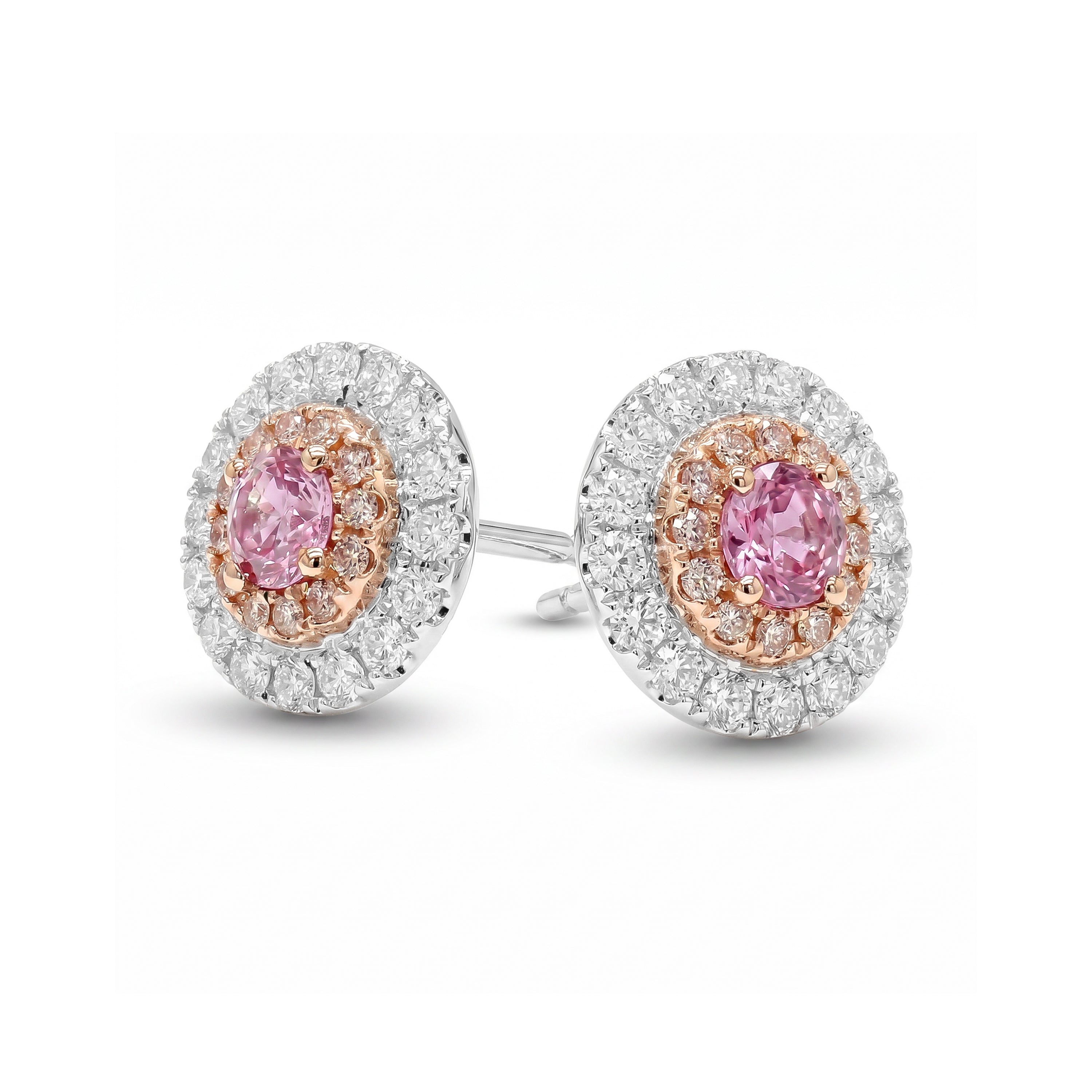 Natural Purple Diamond Halo Earrings | GIA Certified