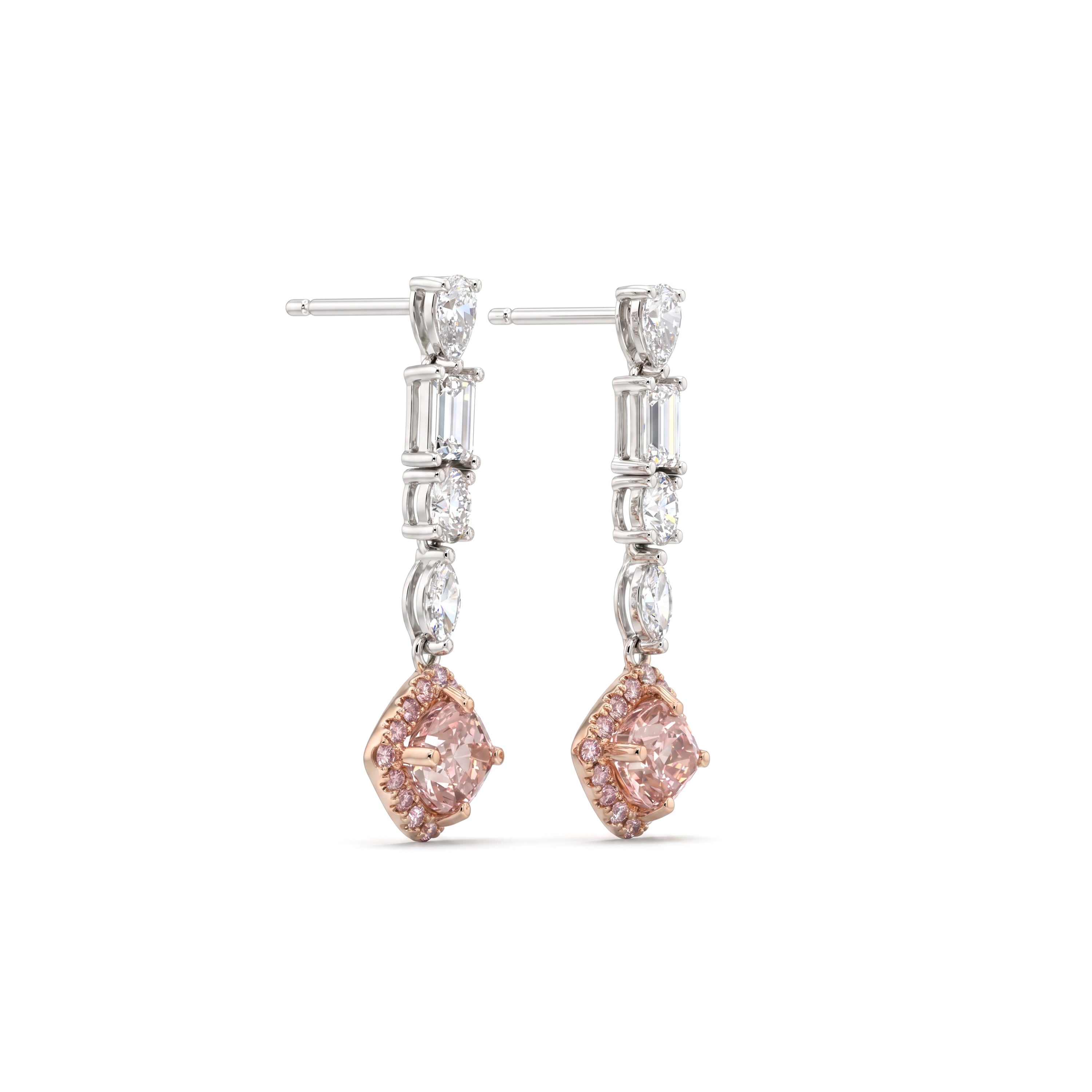 Natural Purple Diamond Halo Drop Earrings | GIA Certified