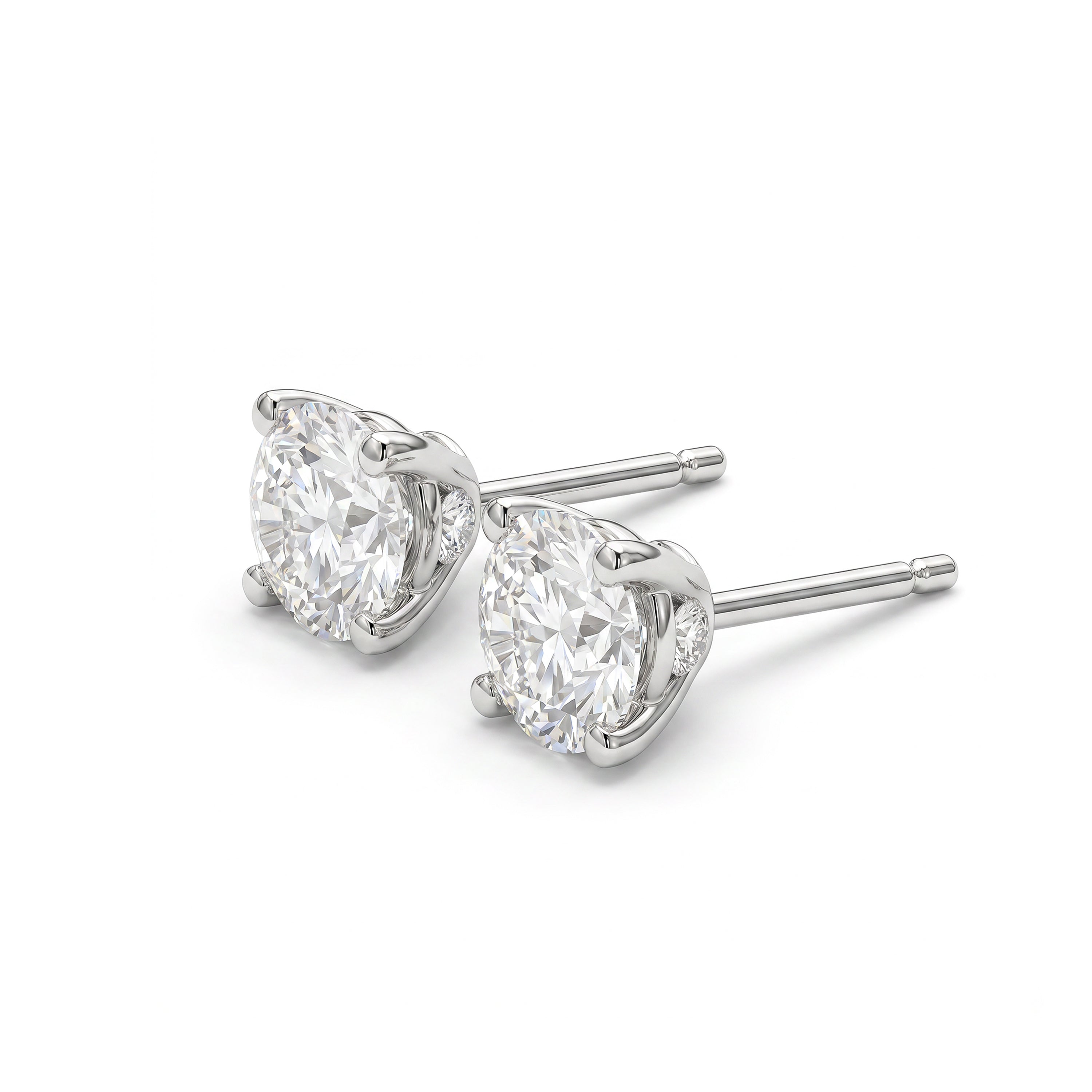 Natural 2.01 CT White Diamond Stud Earrings