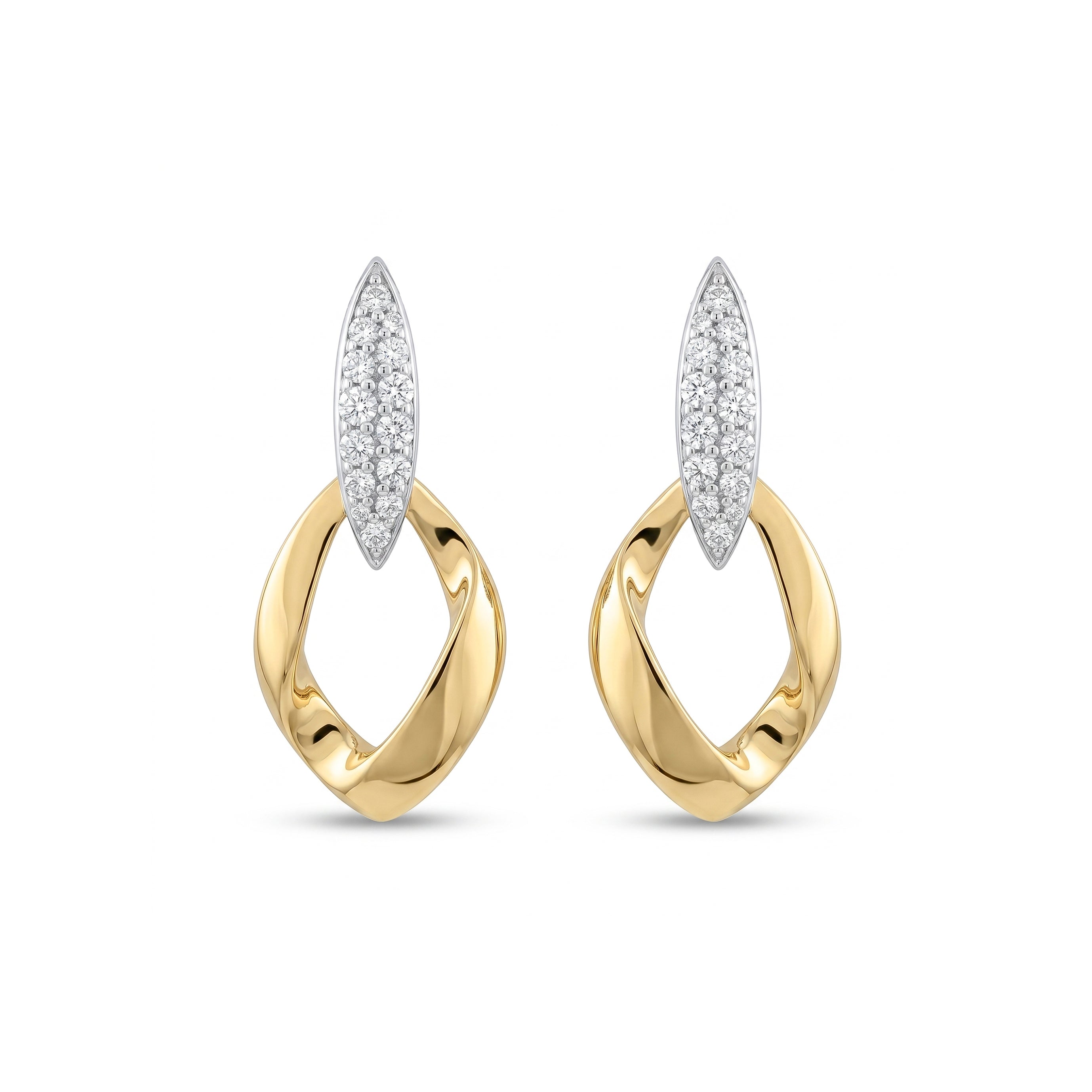 Natural Pavé Diamond & Gold Links Earring