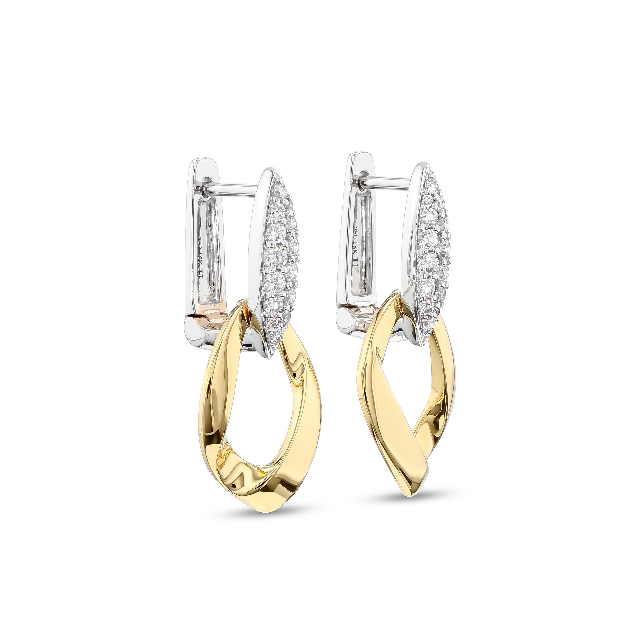 Natural Pavé Diamond & Gold Links Earring