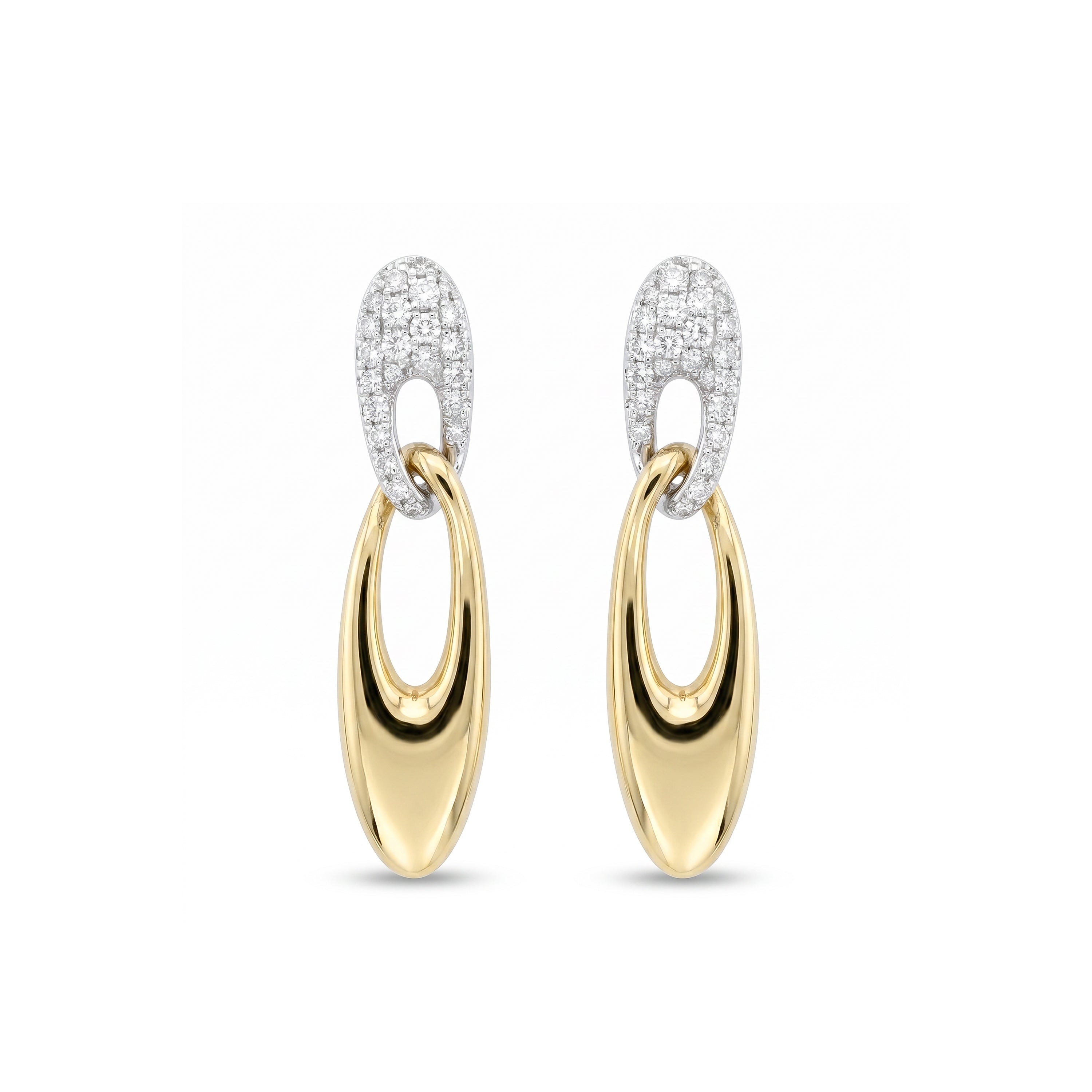 Natural Pavé Diamond & Gold Links Earrings