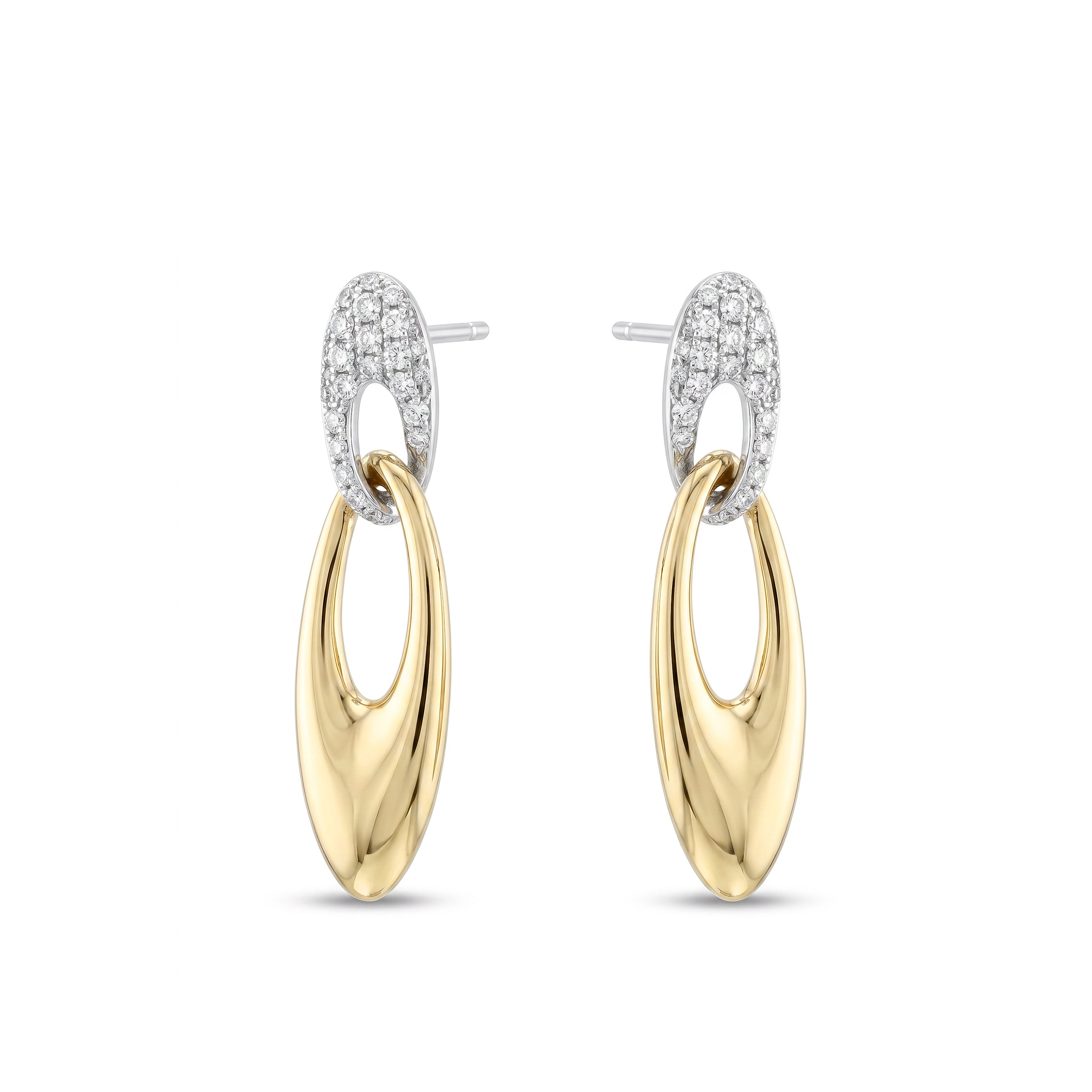 Natural Pavé Diamond & Gold Links Earrings