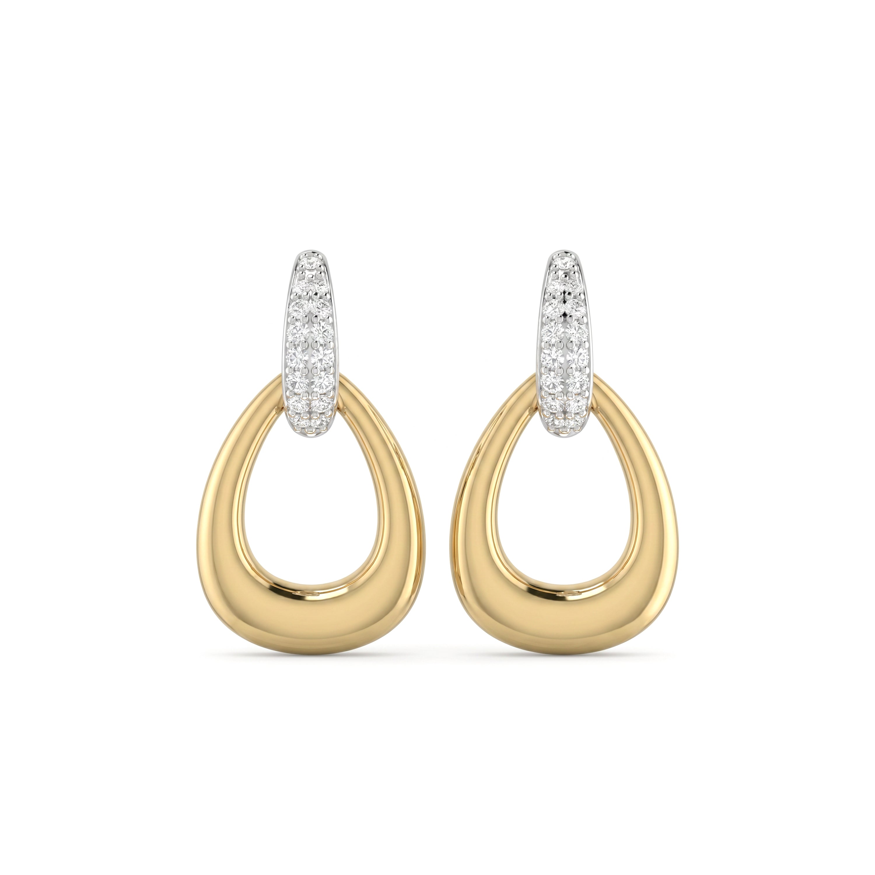 Natural Pavé Diamond Teardrop Gold Earrings