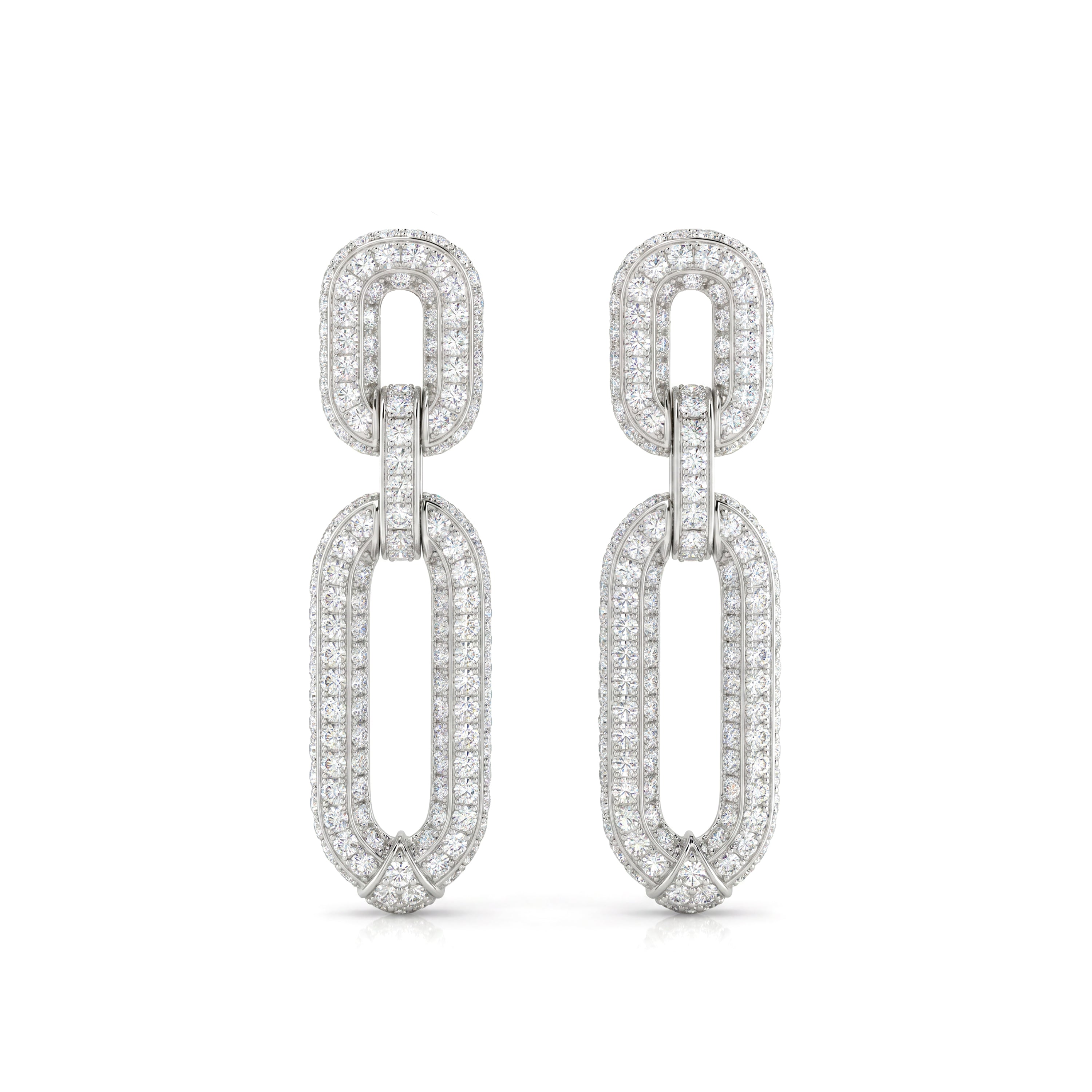 Natural Pavé Diamond Oval Link Earrings
