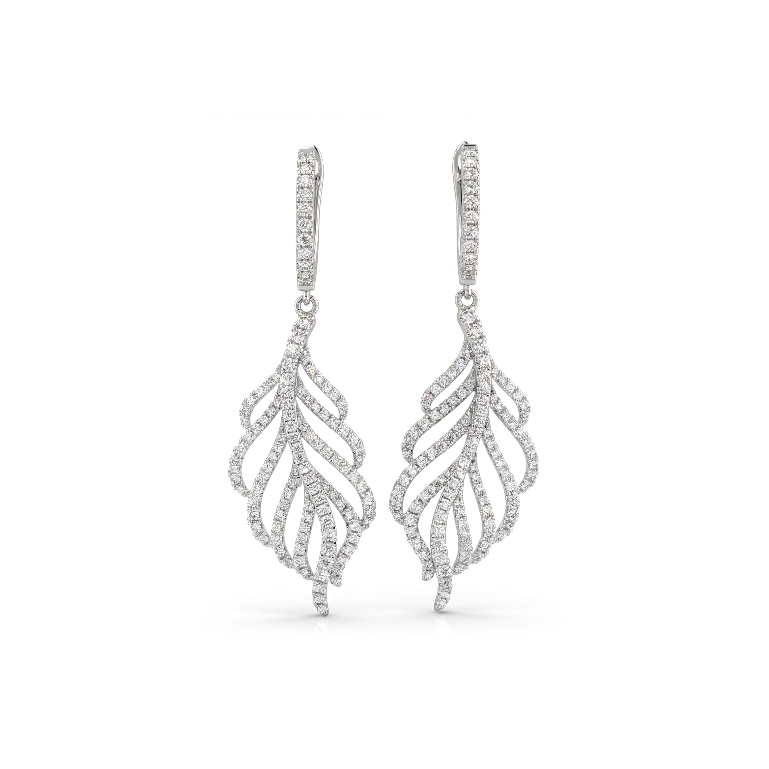 Natural Pavé Diamond Feather Earrings
