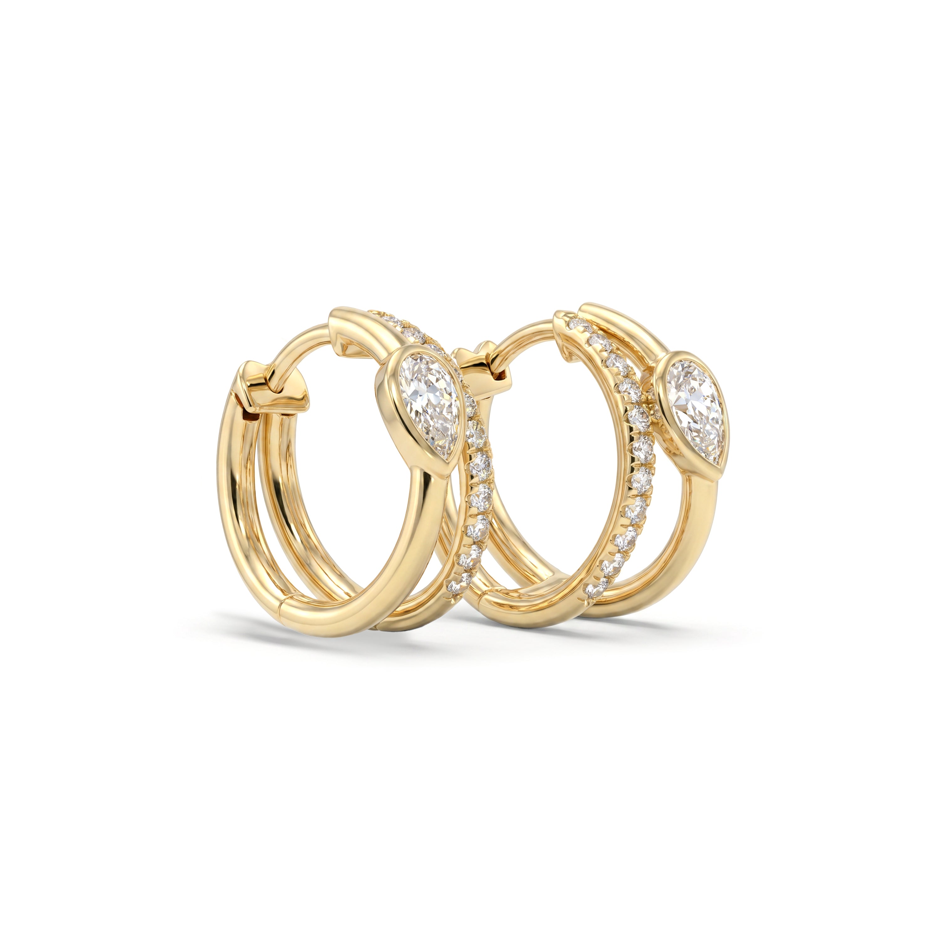 Natural Pear Diamond Bezel Split Hoop Earrings