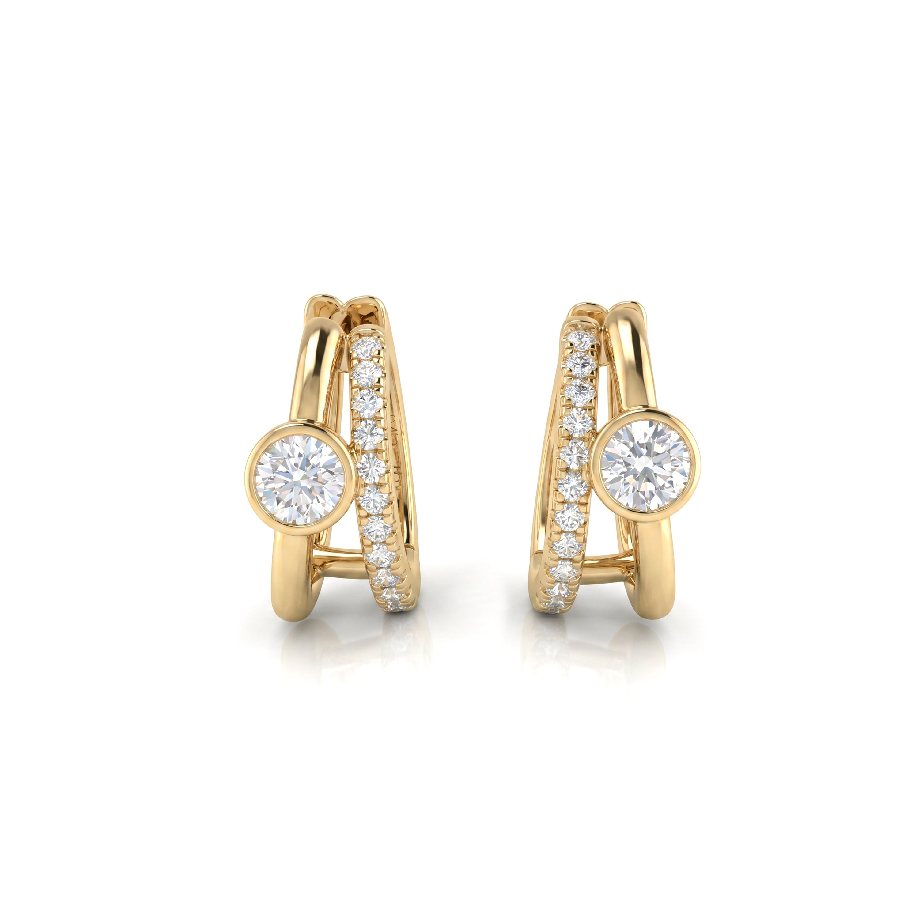 Natural Diamond Bezel Split Hoop Earrings