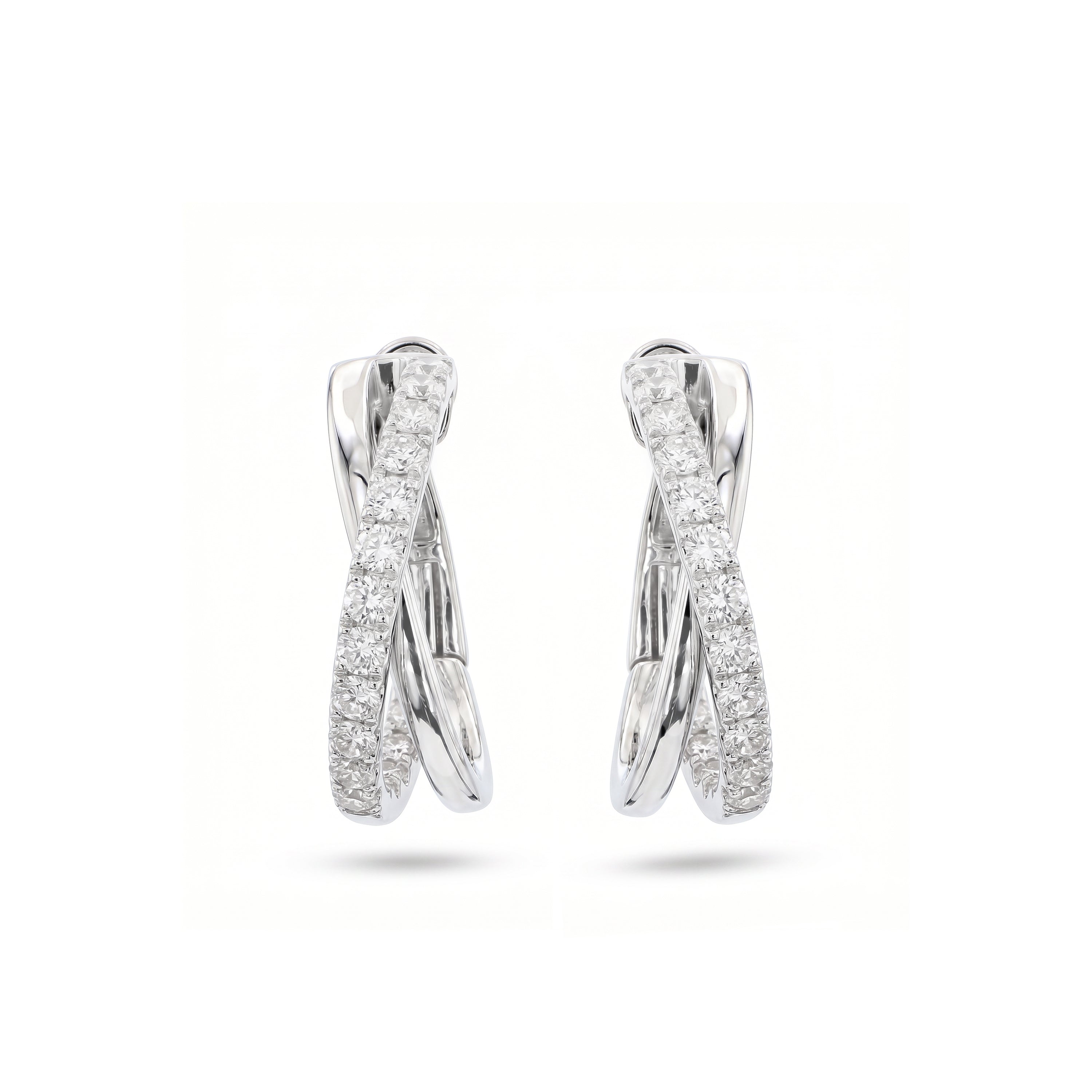 Natural Diamond Crossover Hoop Earrings