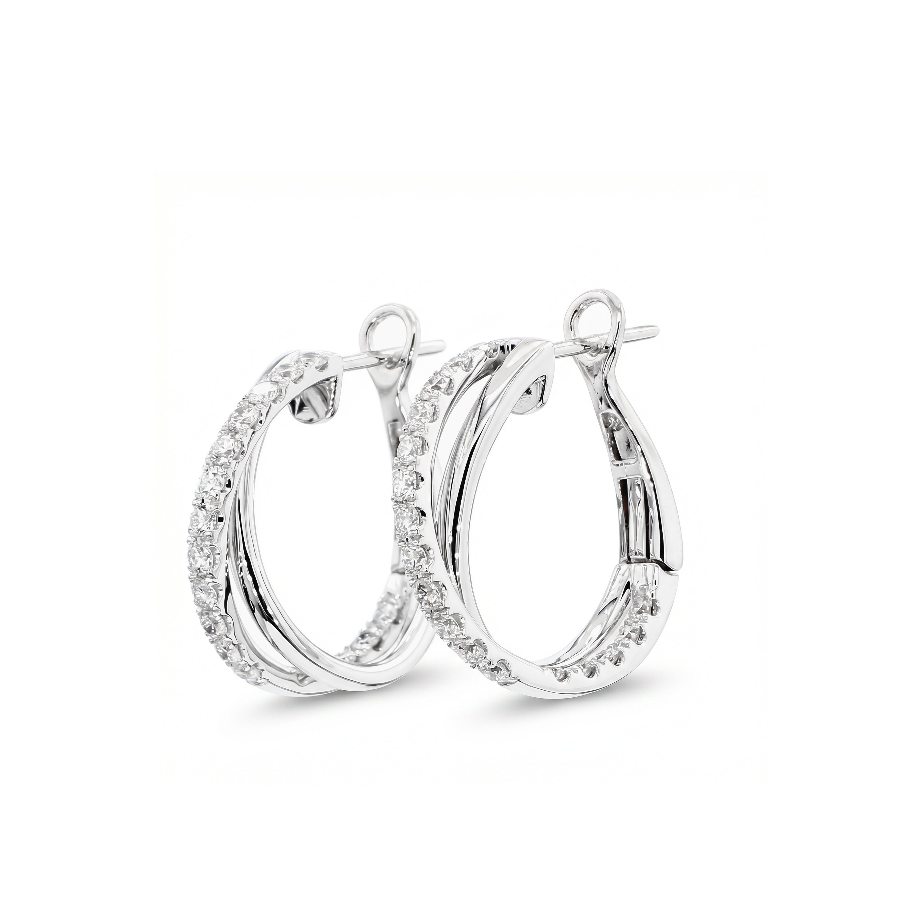 Natural Diamond Crossover Hoop Earrings